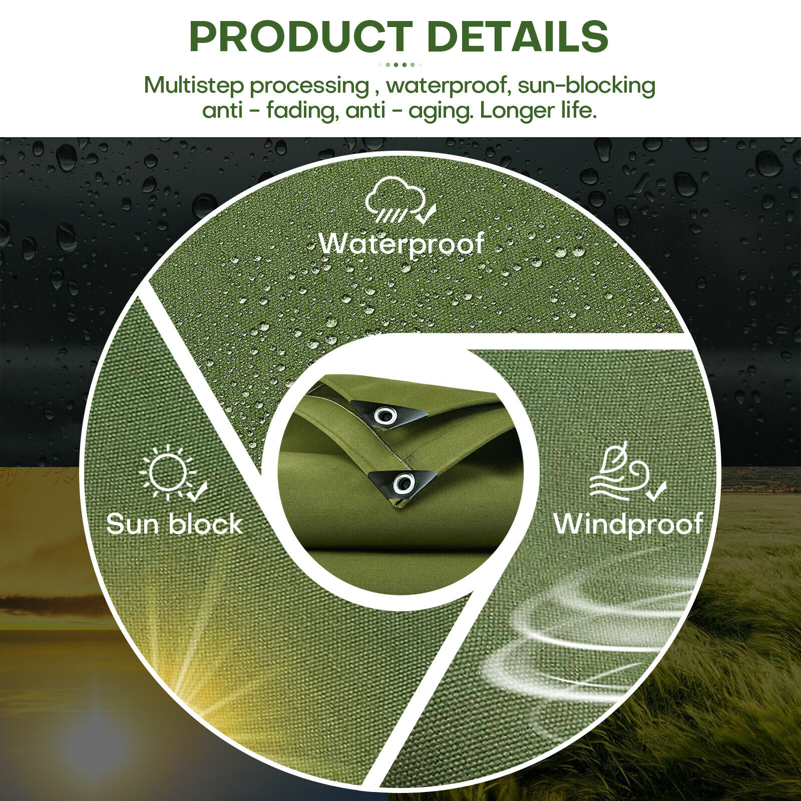 Heavy Duty Waterproof Canvas Tarp 16 Oz Cotton Canvas Tarpaulin Cover Tent Green