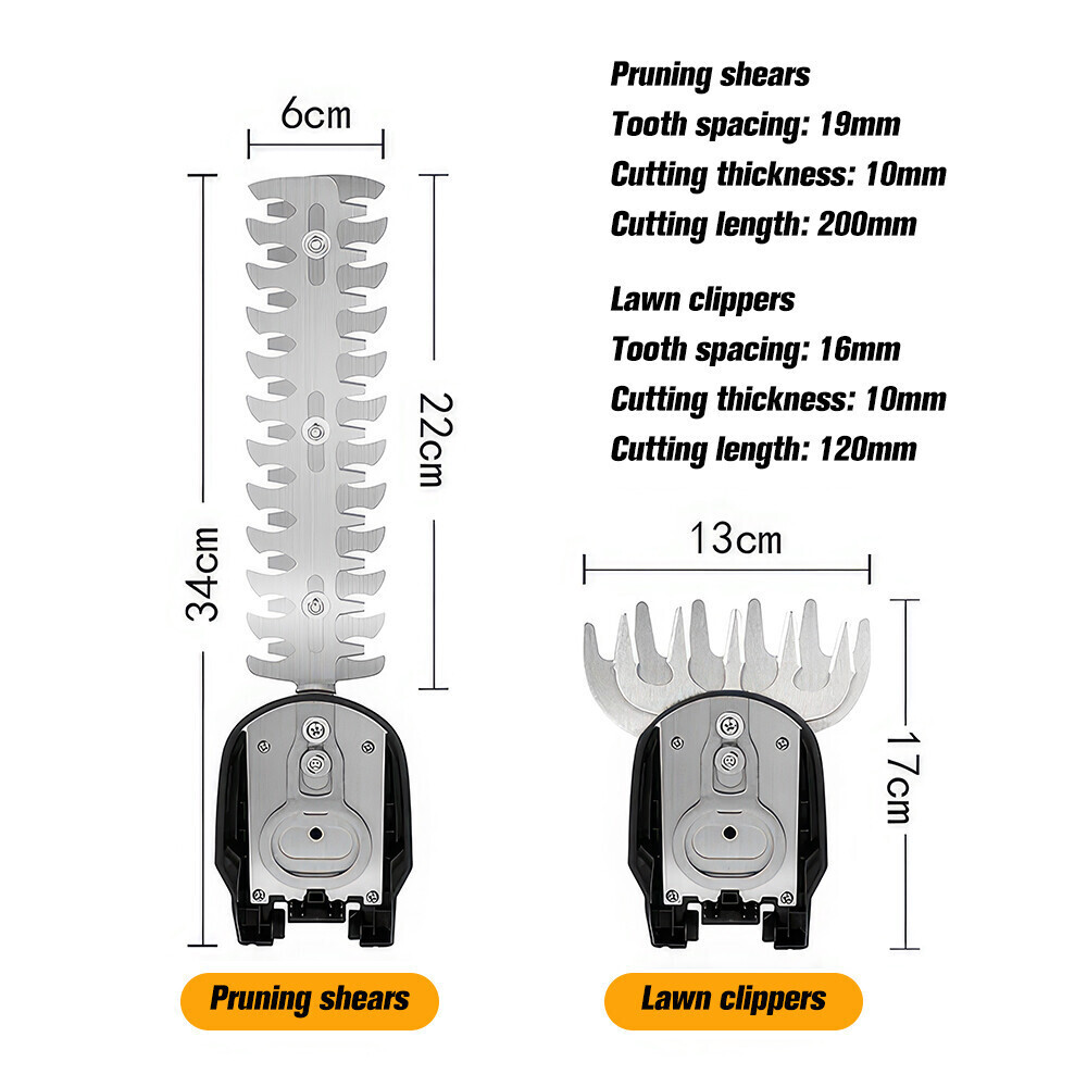 Handheld Electric Cordless Hedge Trimmer Grass Shear Bush Trimmer w/ 2x Battery