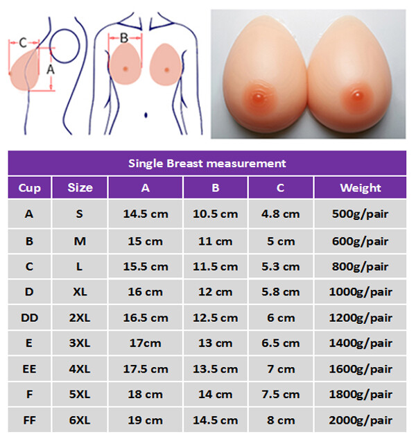 A-FF Cup Teardrop Silicone Breast Forms CD IVITA Artificial Boobs Bra Enhancers