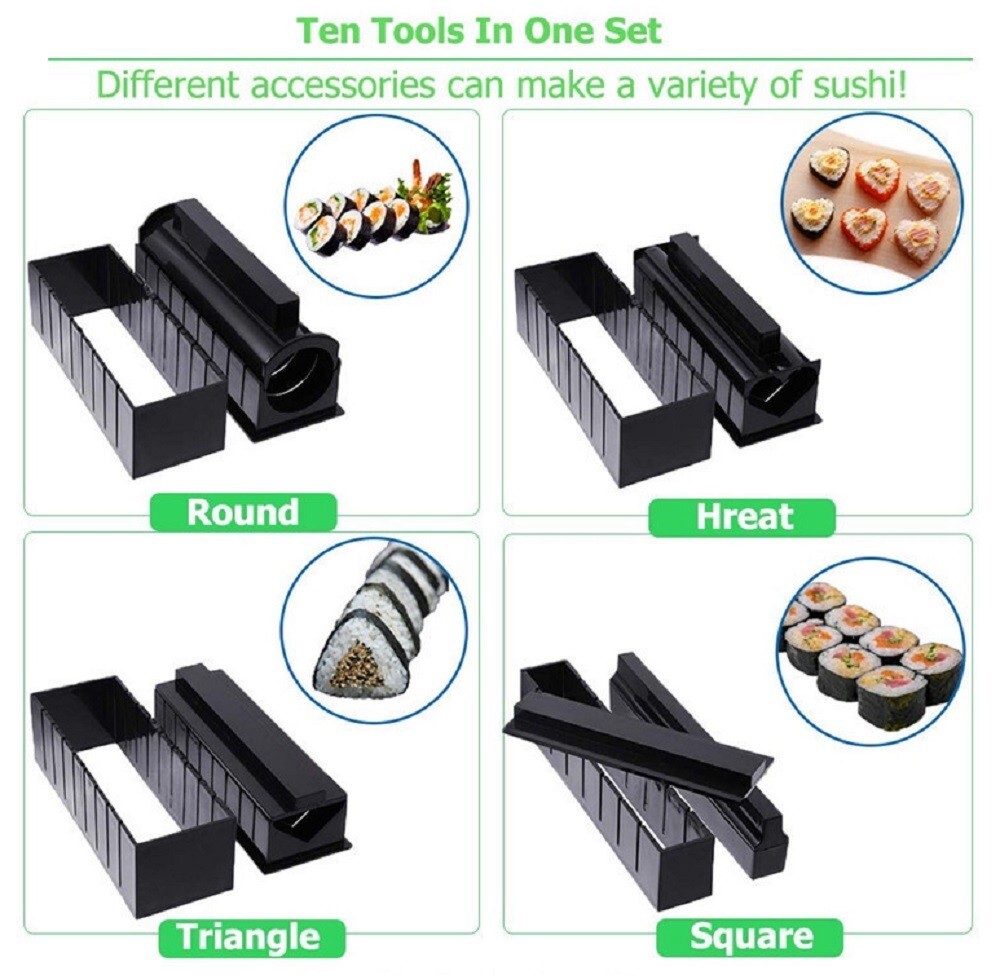 DIY Sushi Making Kit Sushi Roller Rice Ball Mold Accessories