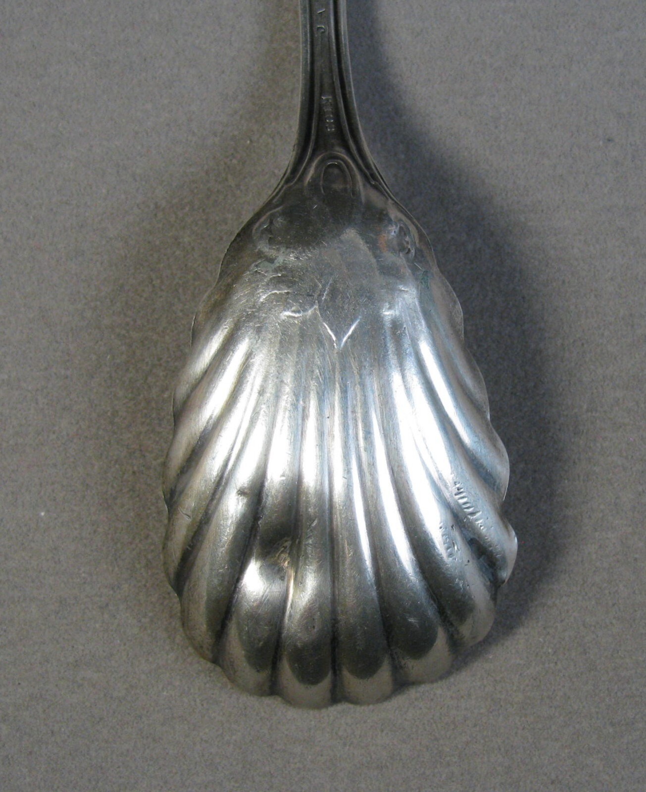 Antique Coin Silver Fluted Spoon J A MERRILL Portland, ME 1860s 26.4g #J4398