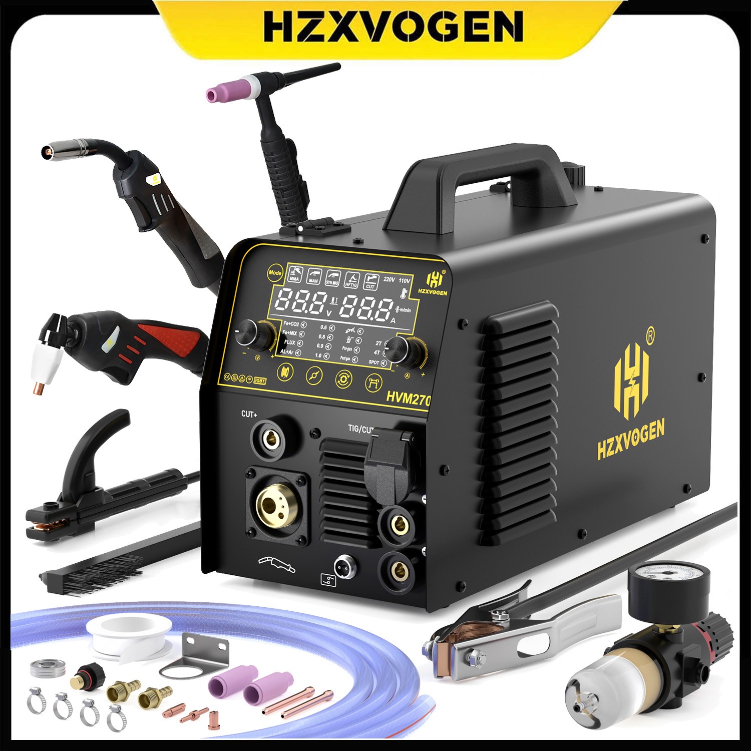 MIG TIG MMA CUT 6in1 Welder 250A 220V HF TIG Welder/40A Plasma Cutter with Spot