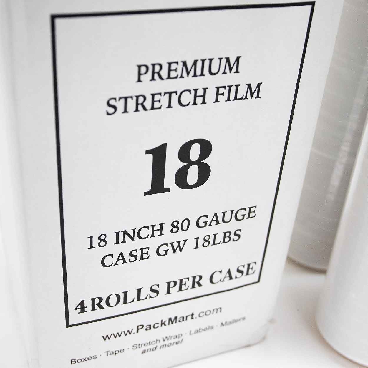 Clear 18" 80 Gauge Stretch Film Pallet Wrap Moving Warehouse 4 ROLLS CASE