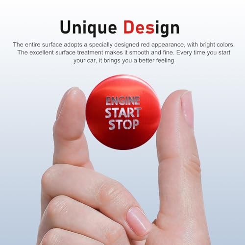 Engine Start Stop Push Button Cover Trim, Aluminum Alloy Push to Start Button