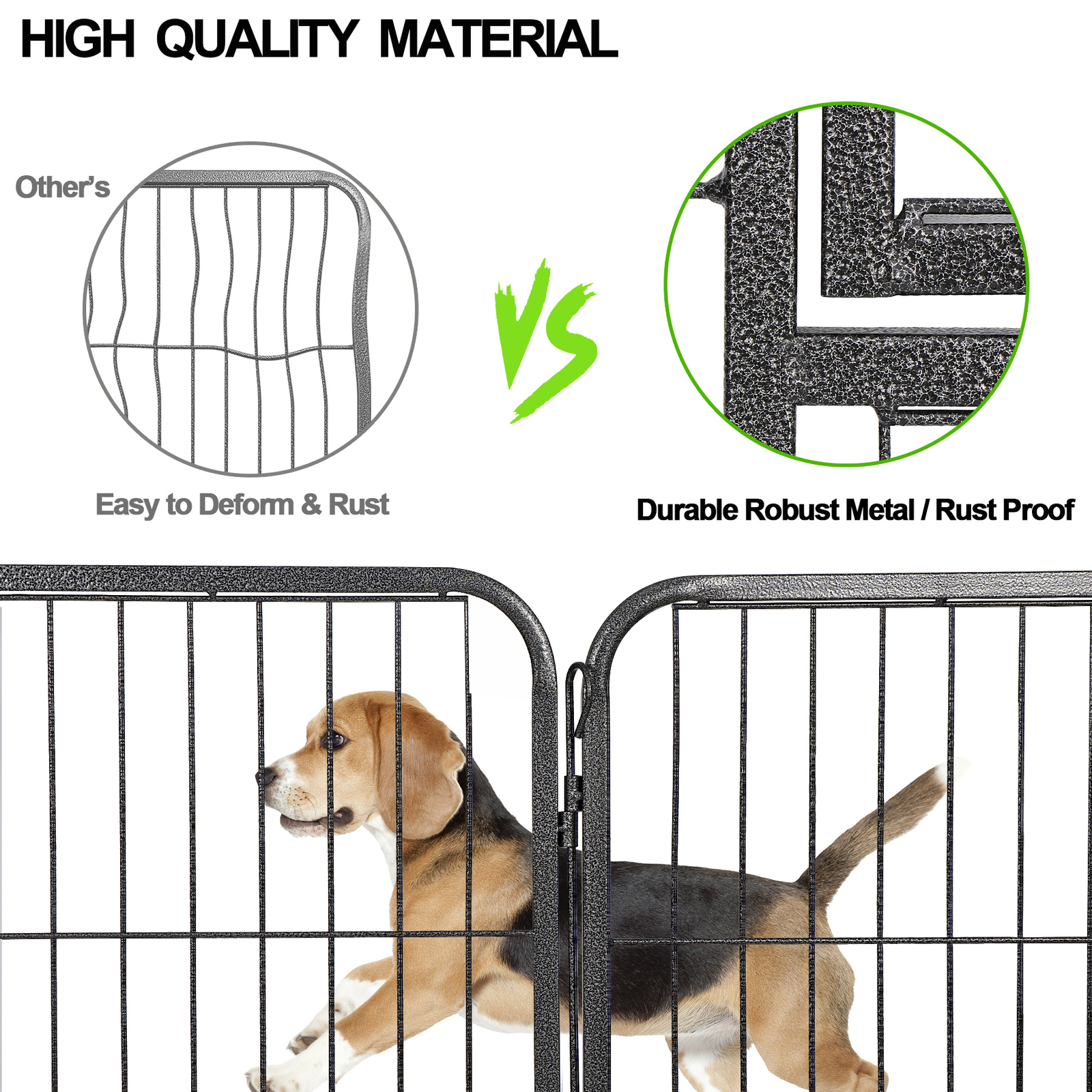 32'' 16 Panels Metal Pet Playpen Dog Fence Large Dog Kennel with Door Outdoor