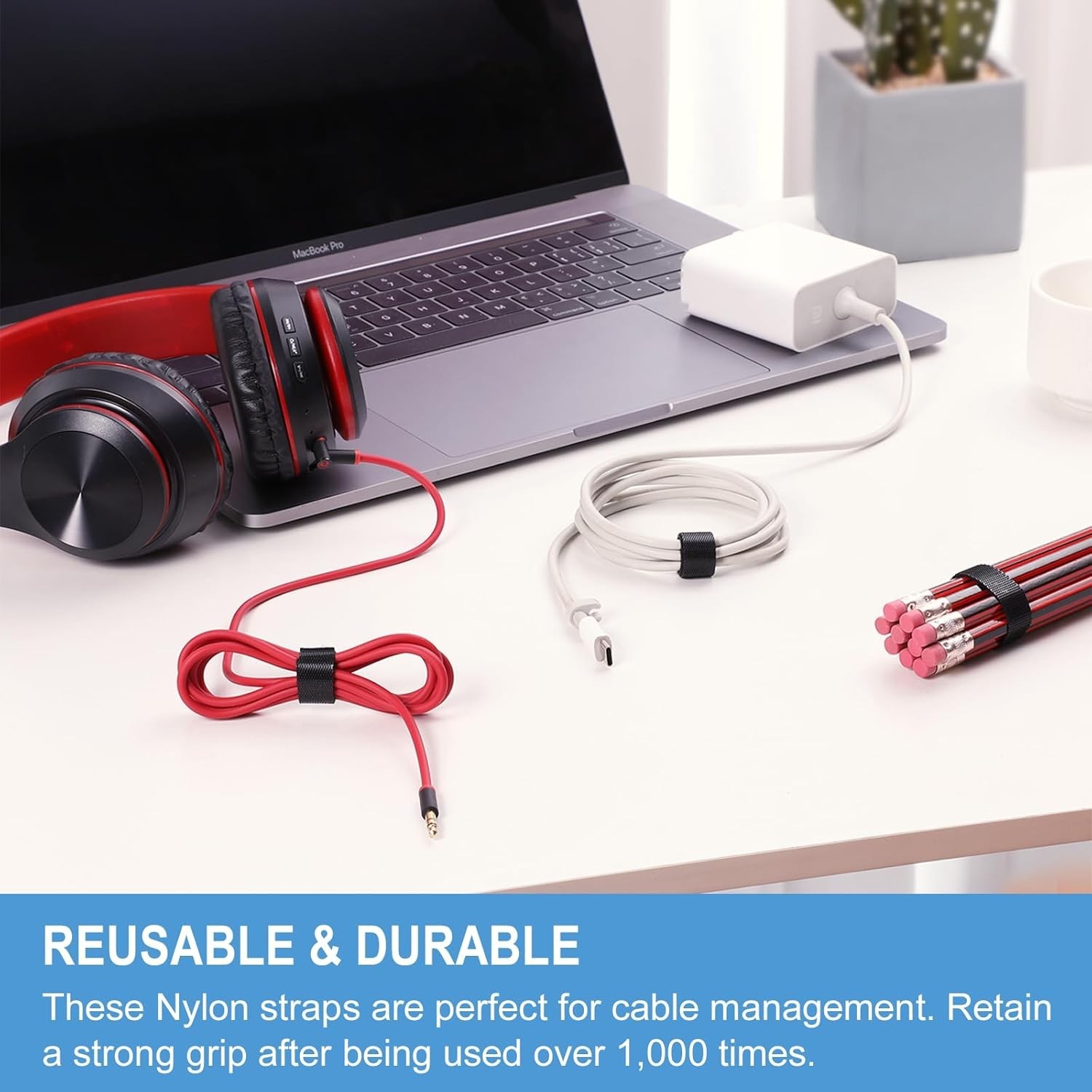 30Ft X 1 Inch Hook and Loop Tape Strips with Adhesive, Heavy Duty Sticky Back