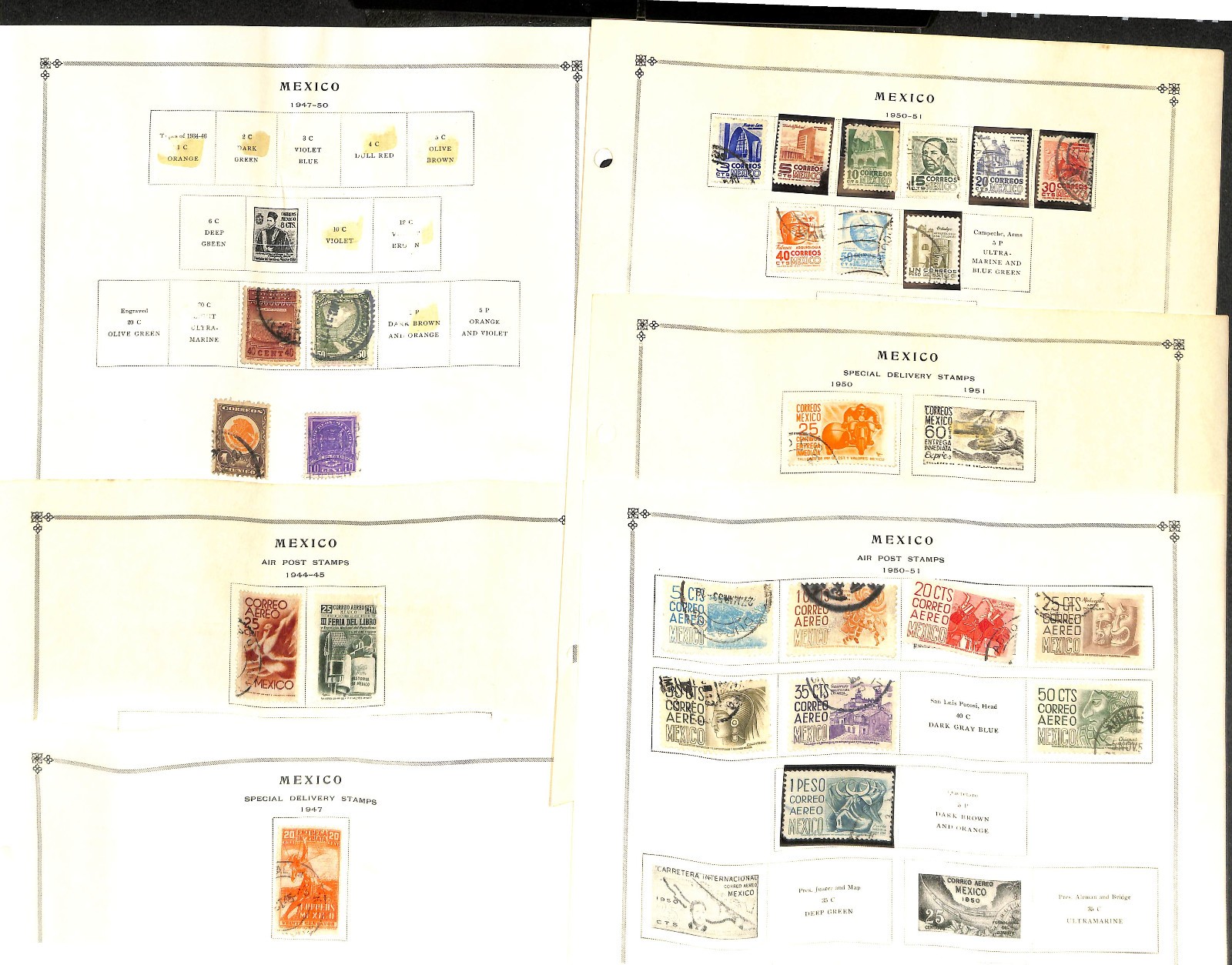 Mexico Stamp Collection on 18 Scott International Pages, 1856-1961 (BG)