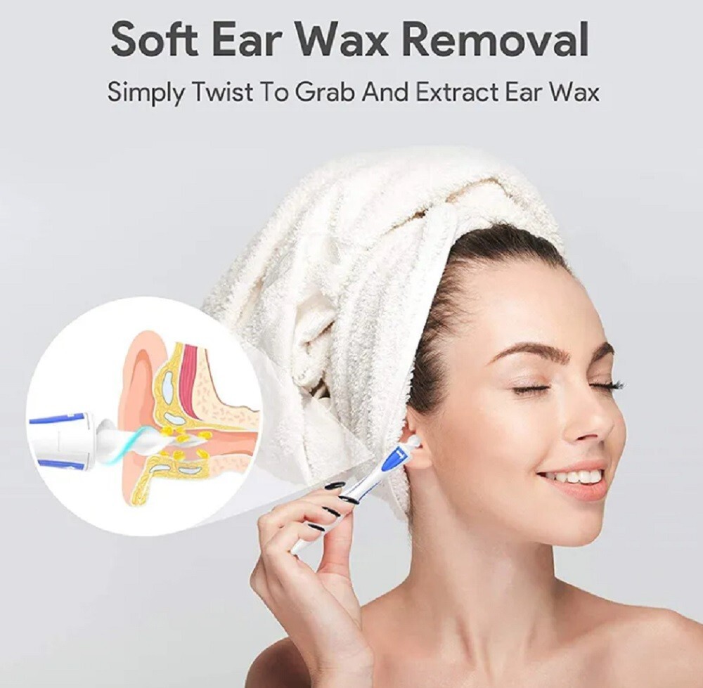 Ear Cleaner Kit for Ear Wax Removal-Spiral Q-Grips Tip Picker Easy Cleaning Tool