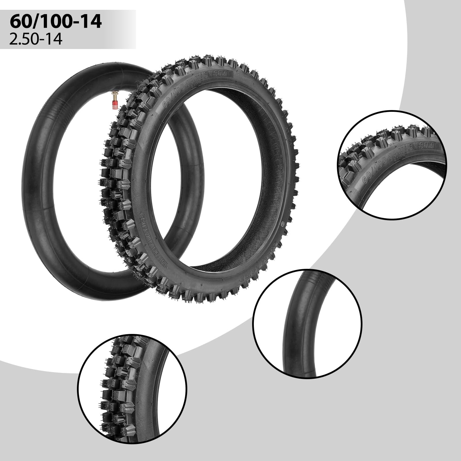 60/100-14 2.50-14 80/100-12 3.00-12 Tire and Inner Tube For 90cc 110cc 125cc SSR