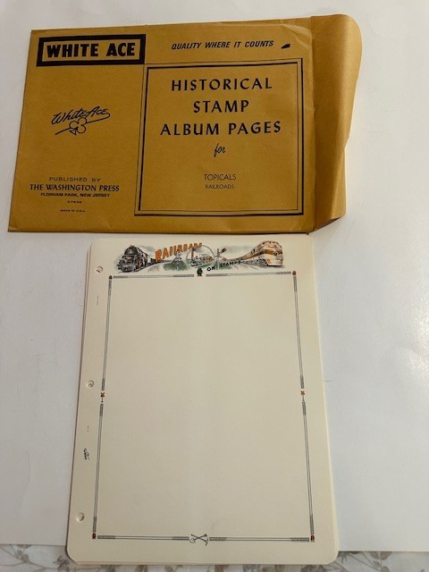 Historical stamp album pages topicals railroads