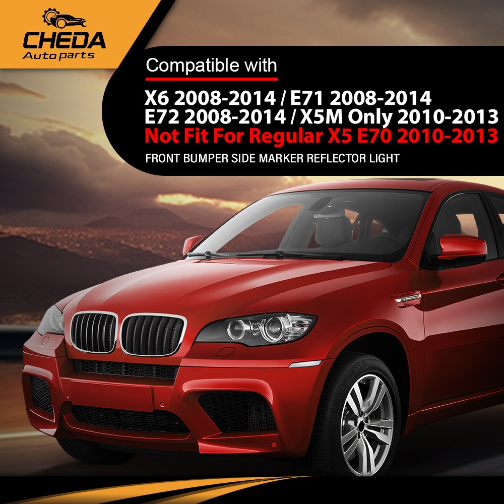2PCS Front Bumper Reflector Side Marker Lights Fit For 08-14 BMW X6 E71 E72 X5M