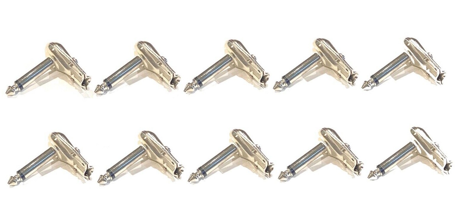 Pancake 1/4" inch 6.3mm right angle 90 degree mono male jack plugs (10) Pack