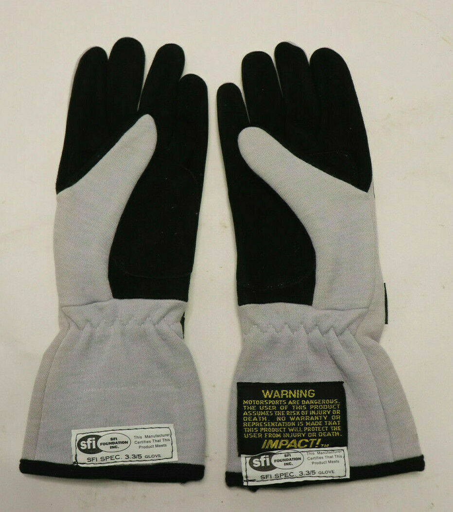 IMPACT RACE GLOVES G4 Nomex Double Layer Titanium SFI 3.3/5 Racing M Medium NEW