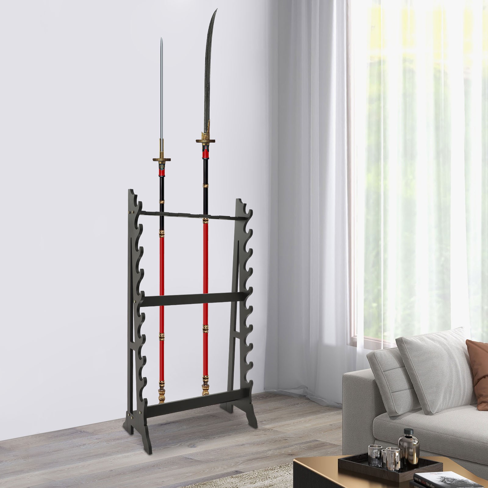 Sword Stand, Vertical Sword Stand Display, 10 Tier, 5 Hole Sword Holder
