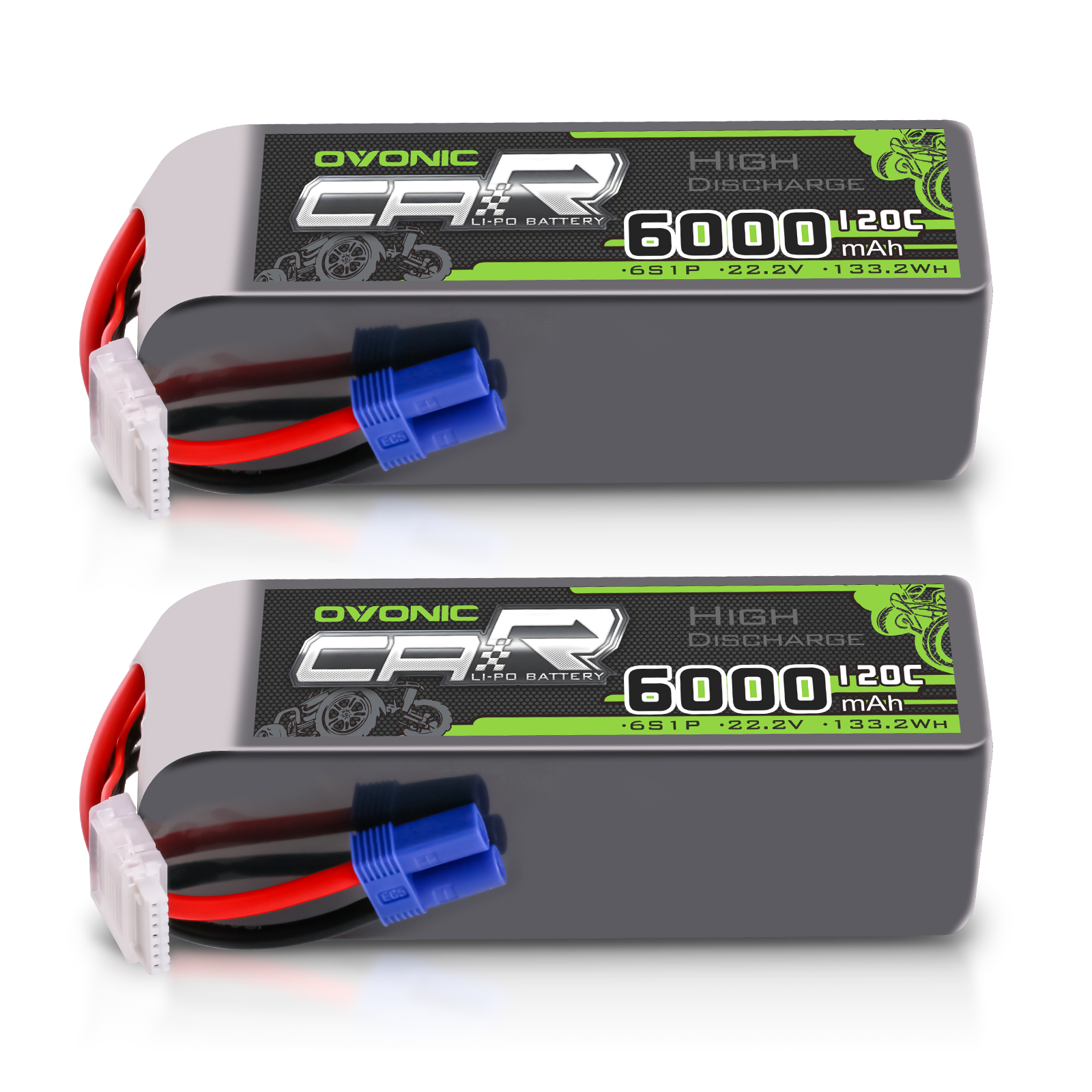 2x Ovonic 22.2V 120C 6S 6000mAh Lipo Battery EC5 for RC Car Truck Heli Jet Boat