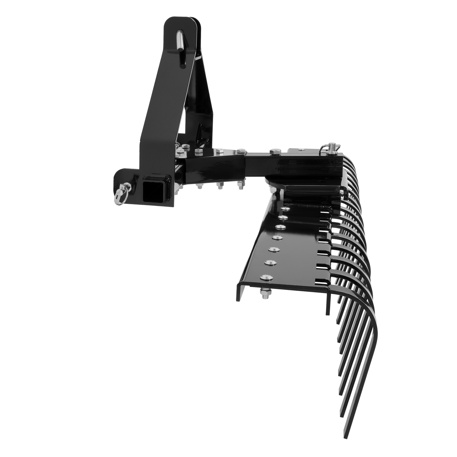 For Category-0 Tractor Hookup 5 FT Black 3-Point Landscape Rake Grass Comb