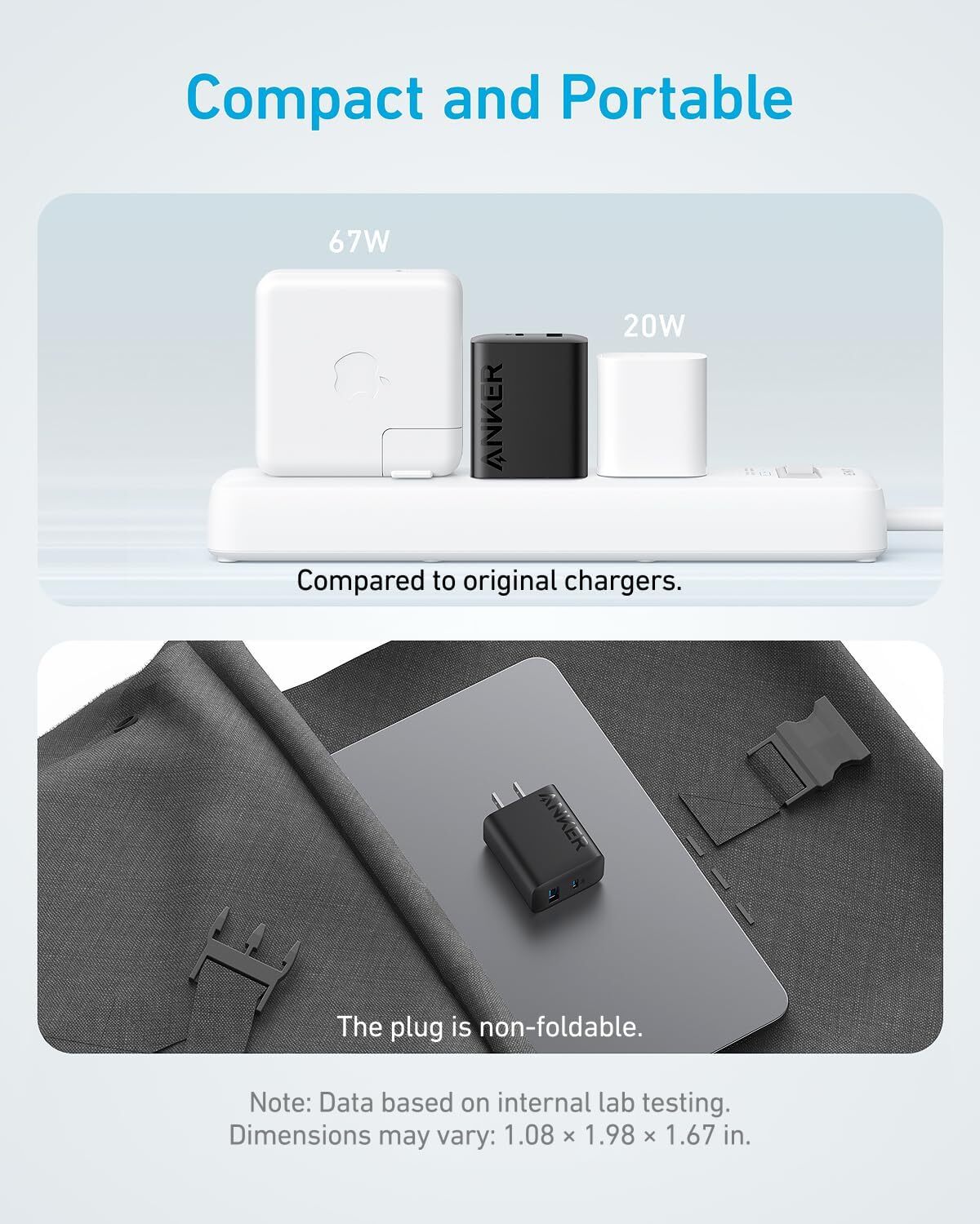 Anker iPhone 16 Charger 20W USB C&USB-A Wall Charger w/ 5ft Charging Cable,2Pack