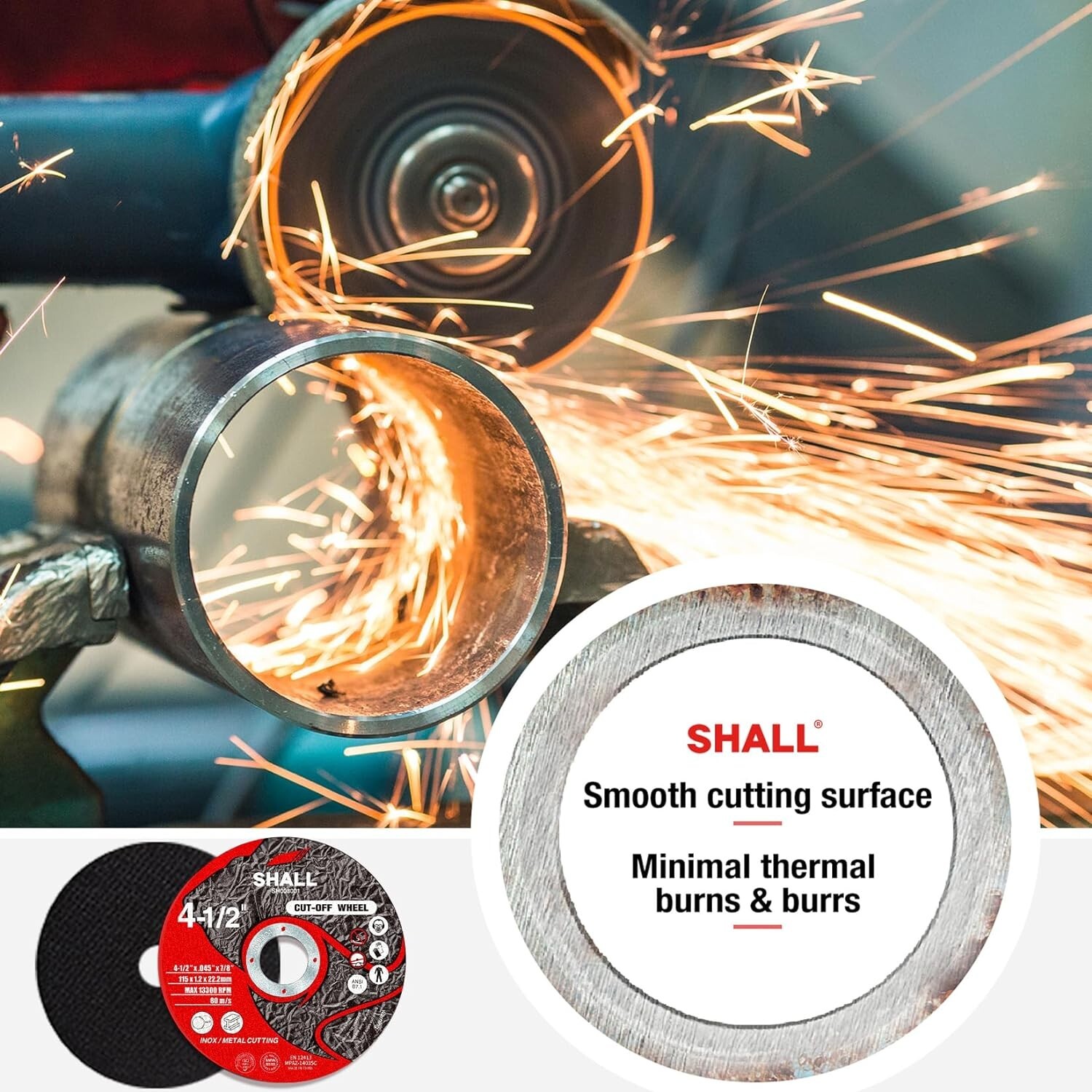 SHALL 50-Pack Cut Off Wheels 4 1/2 x 7/8 Inch,Angle Grinder Fast Cutting Disc