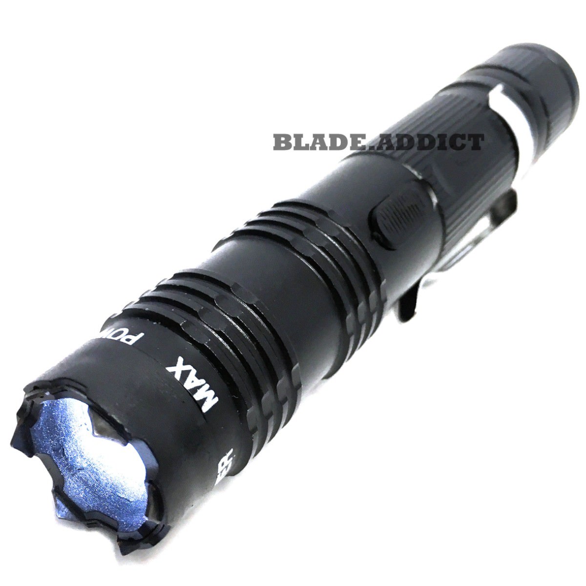 ALL BLACK Metal MILITARY Stun Gun 260 Million Volt Rechargeable LED Flashlight