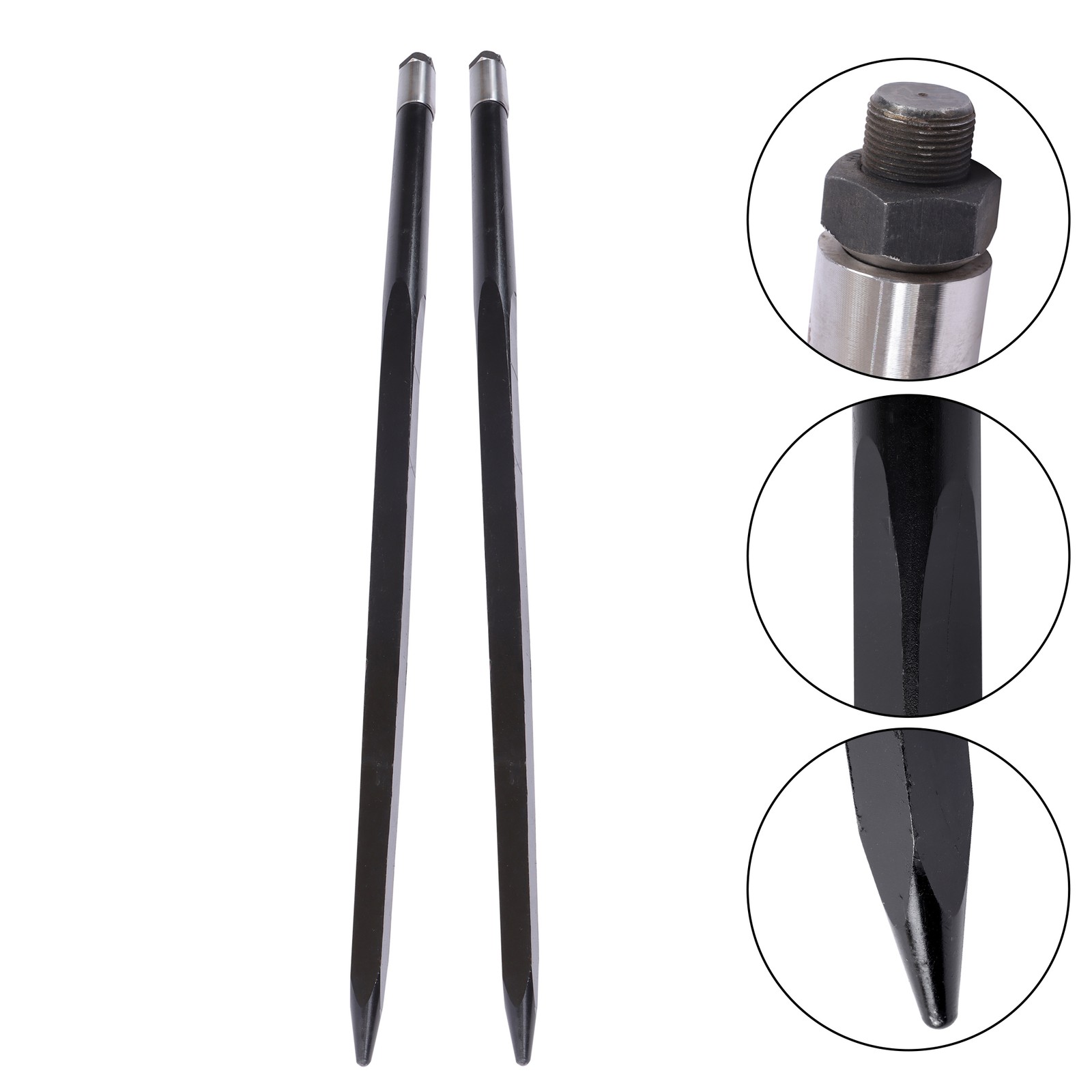 49in Hay Spike Bale Spear Fork for Tractor, Black, 2-Pack
