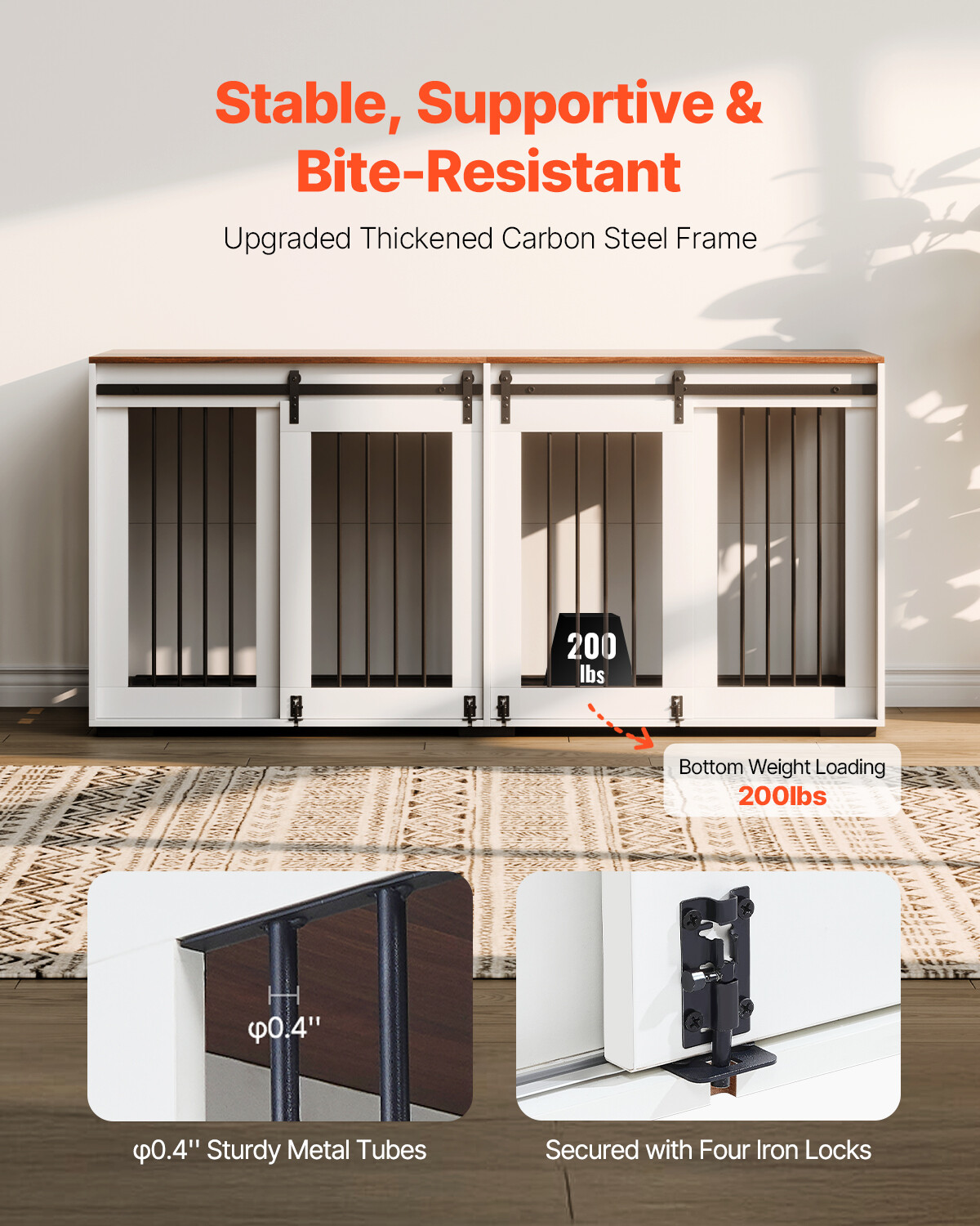 Dog Crate Furniture 72 in Indoor Wooden Dog Kennel with Tray Heavy Duty