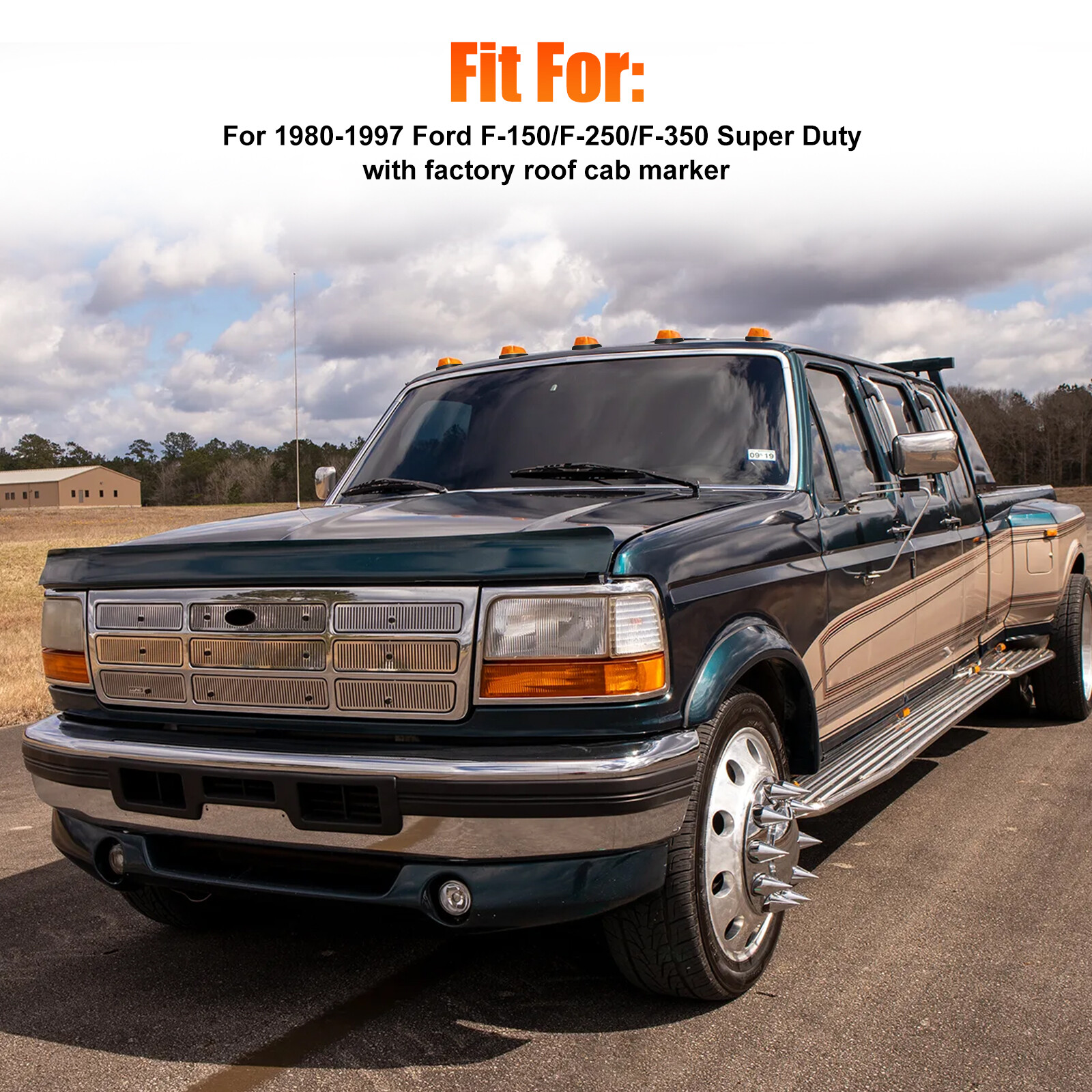 5Pcs For Ford F150 F250 F350 1980-1997 Amber LED Roof Top Cab Marker Lights Kit