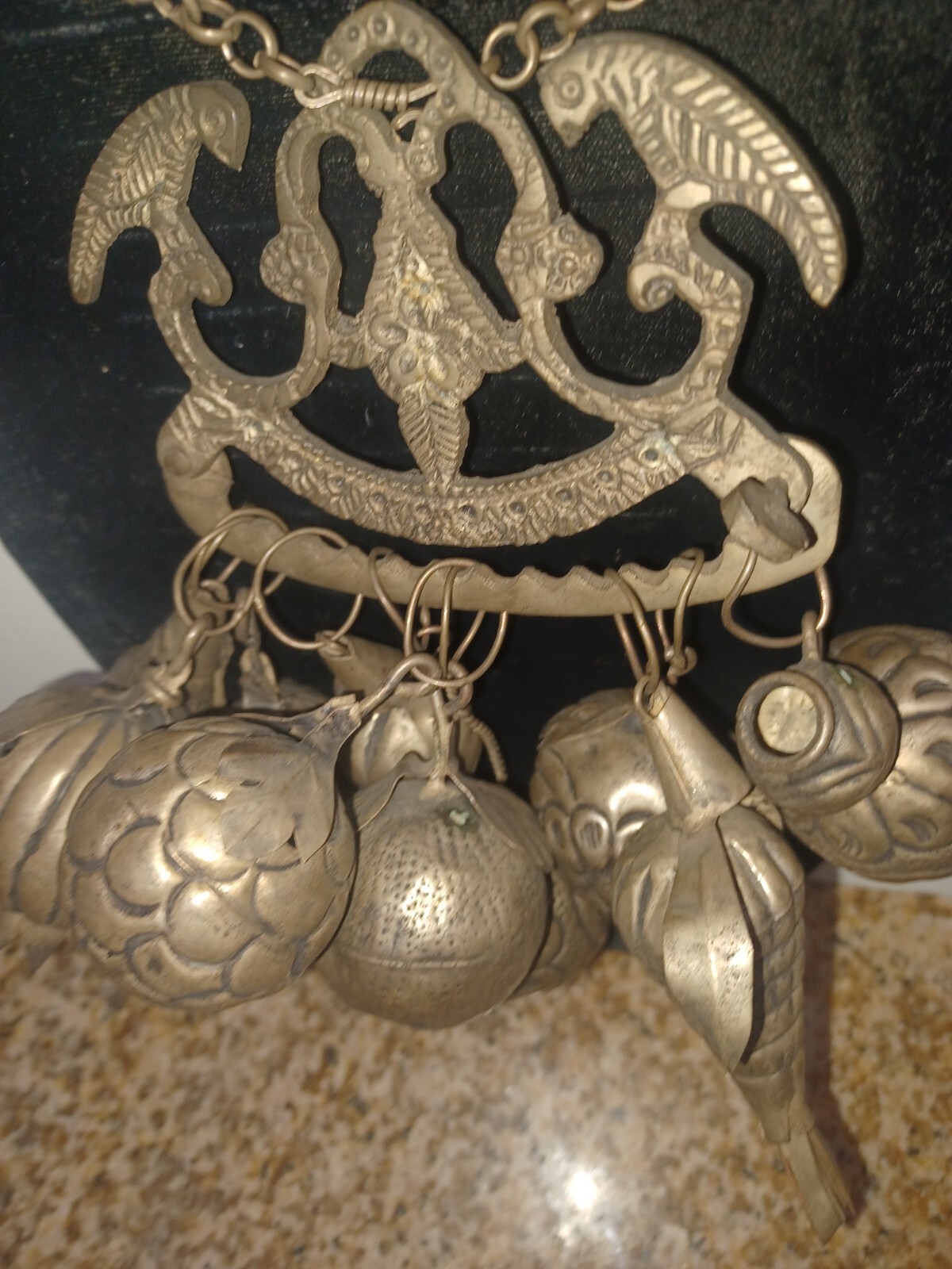 Brazilian Penca de Balangandan Silver on Brass 10 Charms Brazil