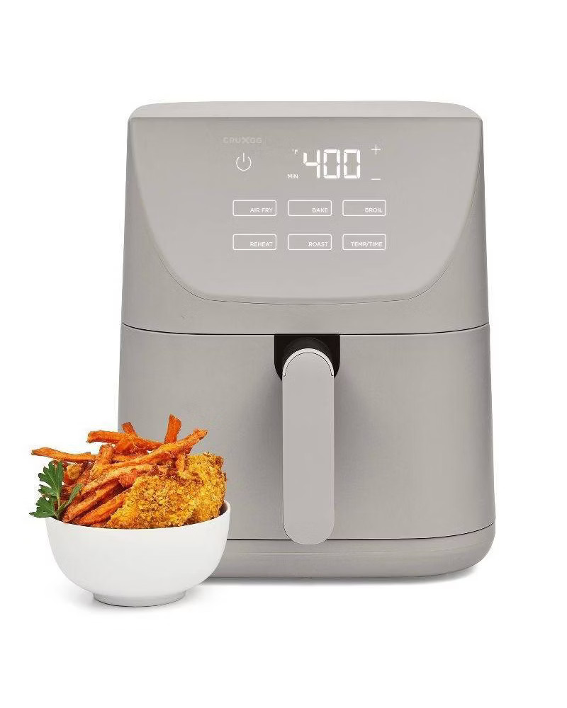 CRUXGG 6QT Air Fryer  Gray 1500W Electric Parts 6-Quart Capacity