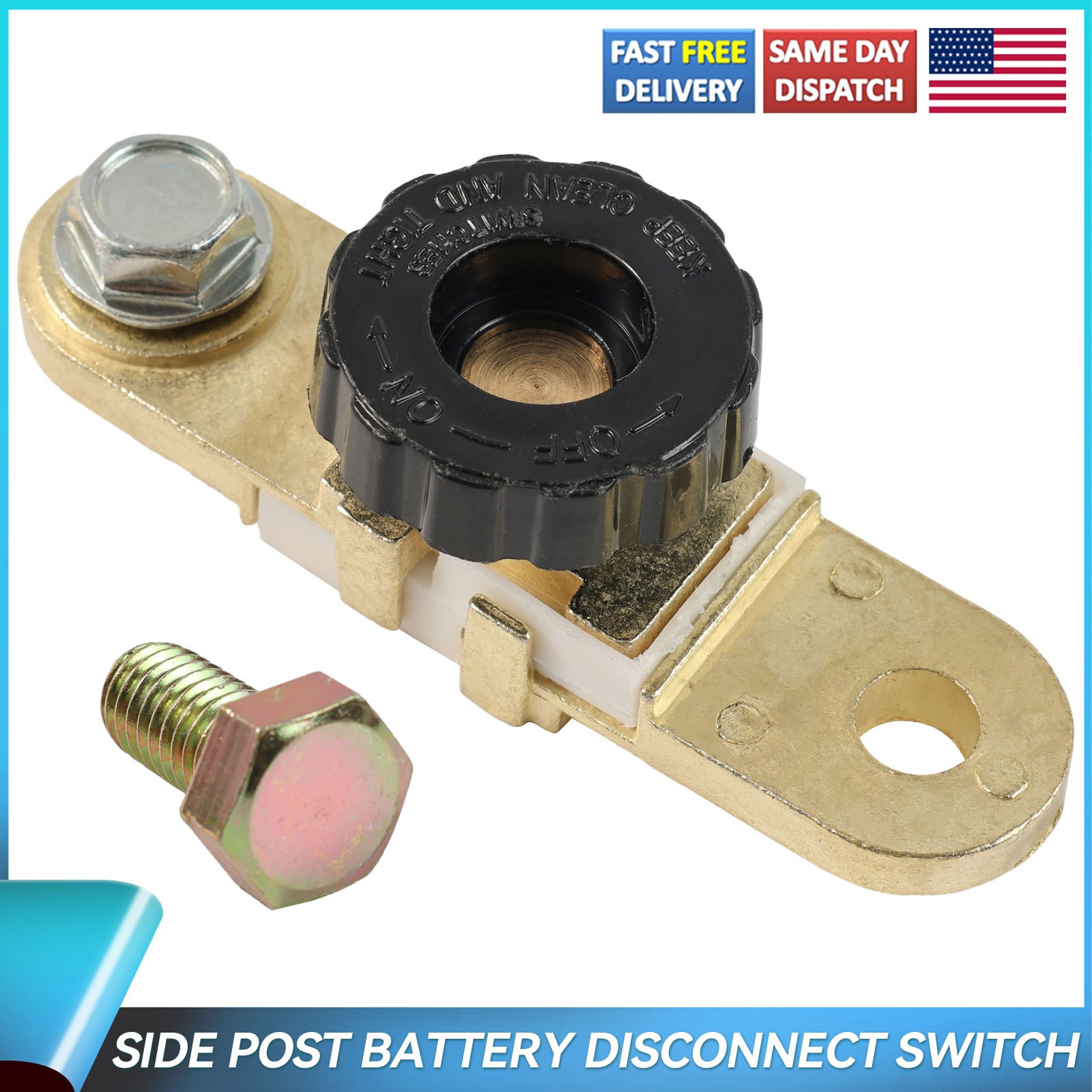 Battery Terminal Quick Disconnect Switch  Side Post Battery Shut/ Cut Off Brass