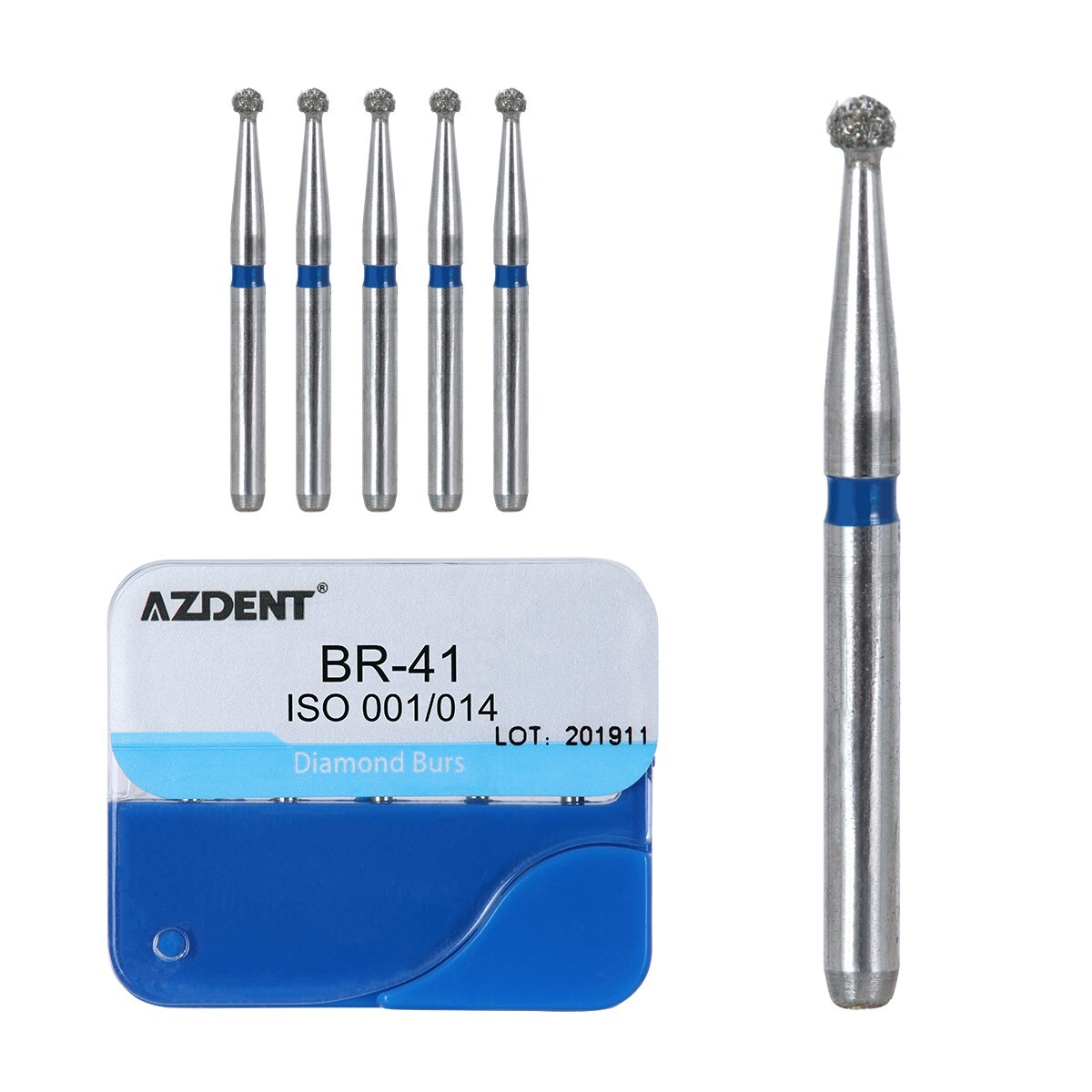 100Pcs AZDENT Dental Diamond Burs Kit for High Speed Handpiece Medium FG 1.6MM