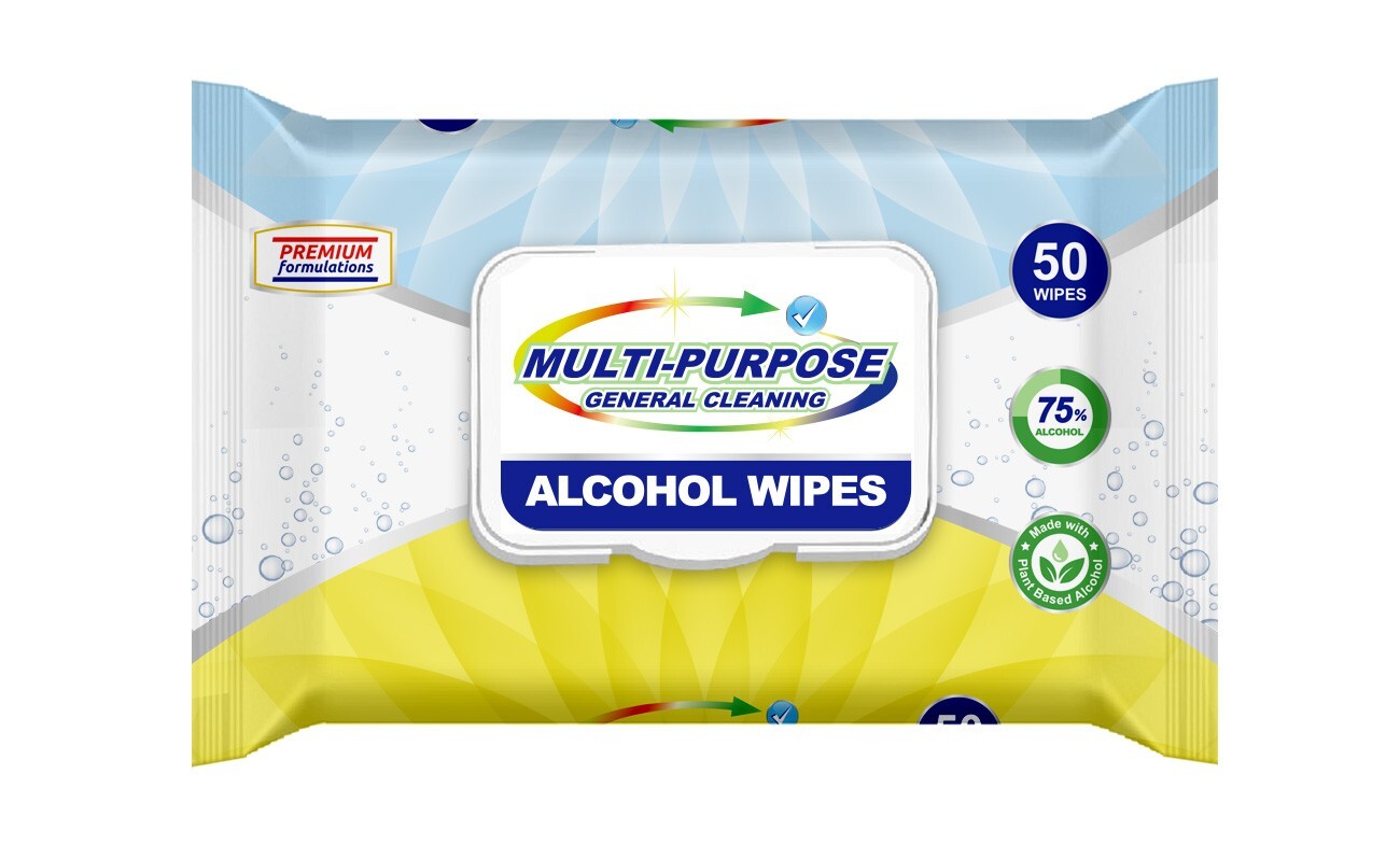 Cleaning Wipes 75% Alcohol Multipurpose Bulk (24 packs x 50 wipes/pk) 1200 Wipes