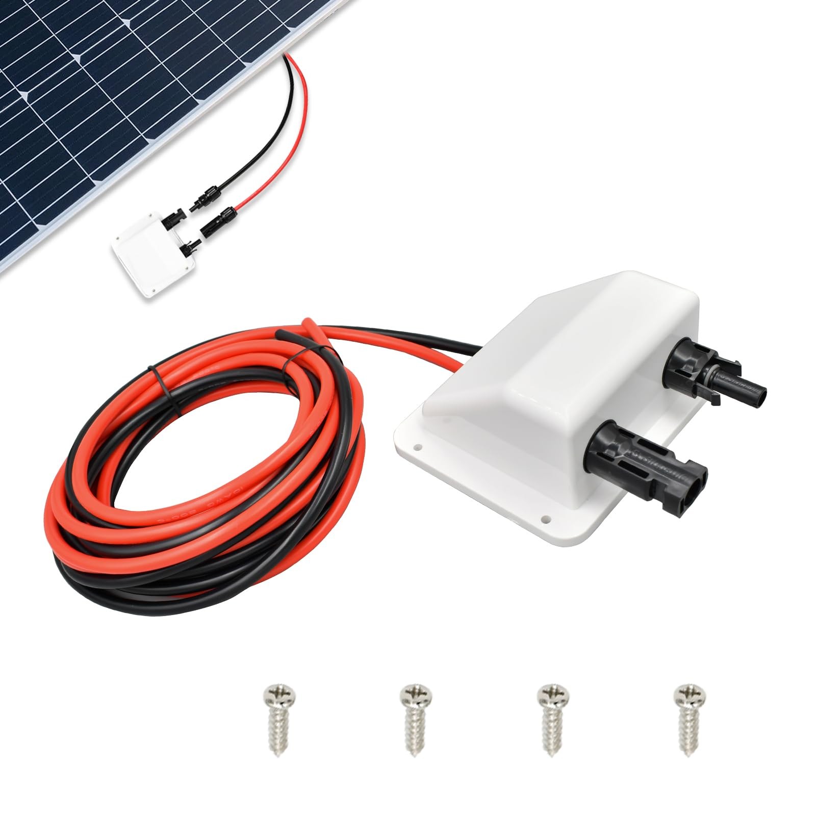 Slocable Solar Cable Entry Gland with 10Ft 10AWG Soft Copper Cable,UV white