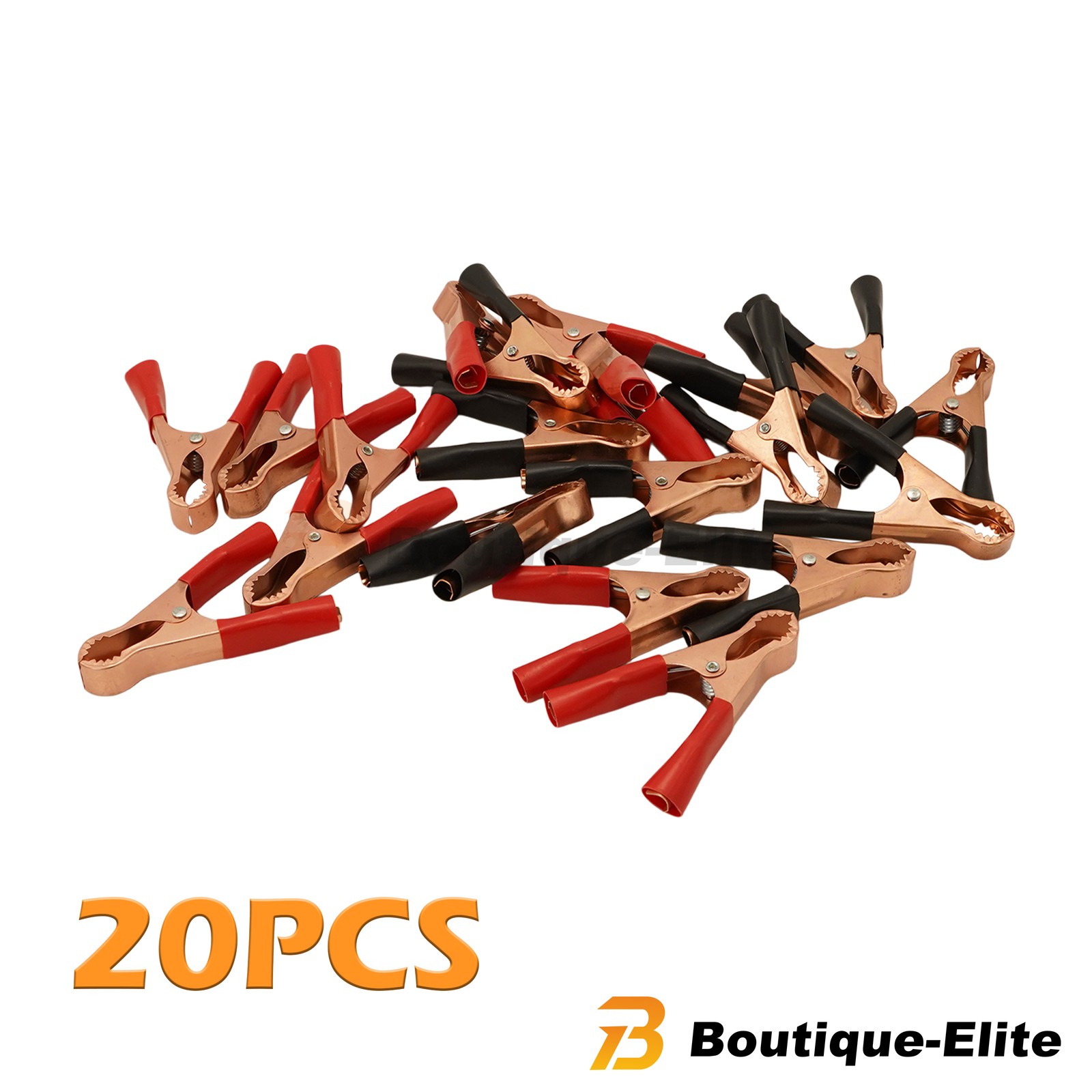 Red & Black Car Battery Test Lead Clip Crocodile Alligator Clamps 80mm 50A 20pcs