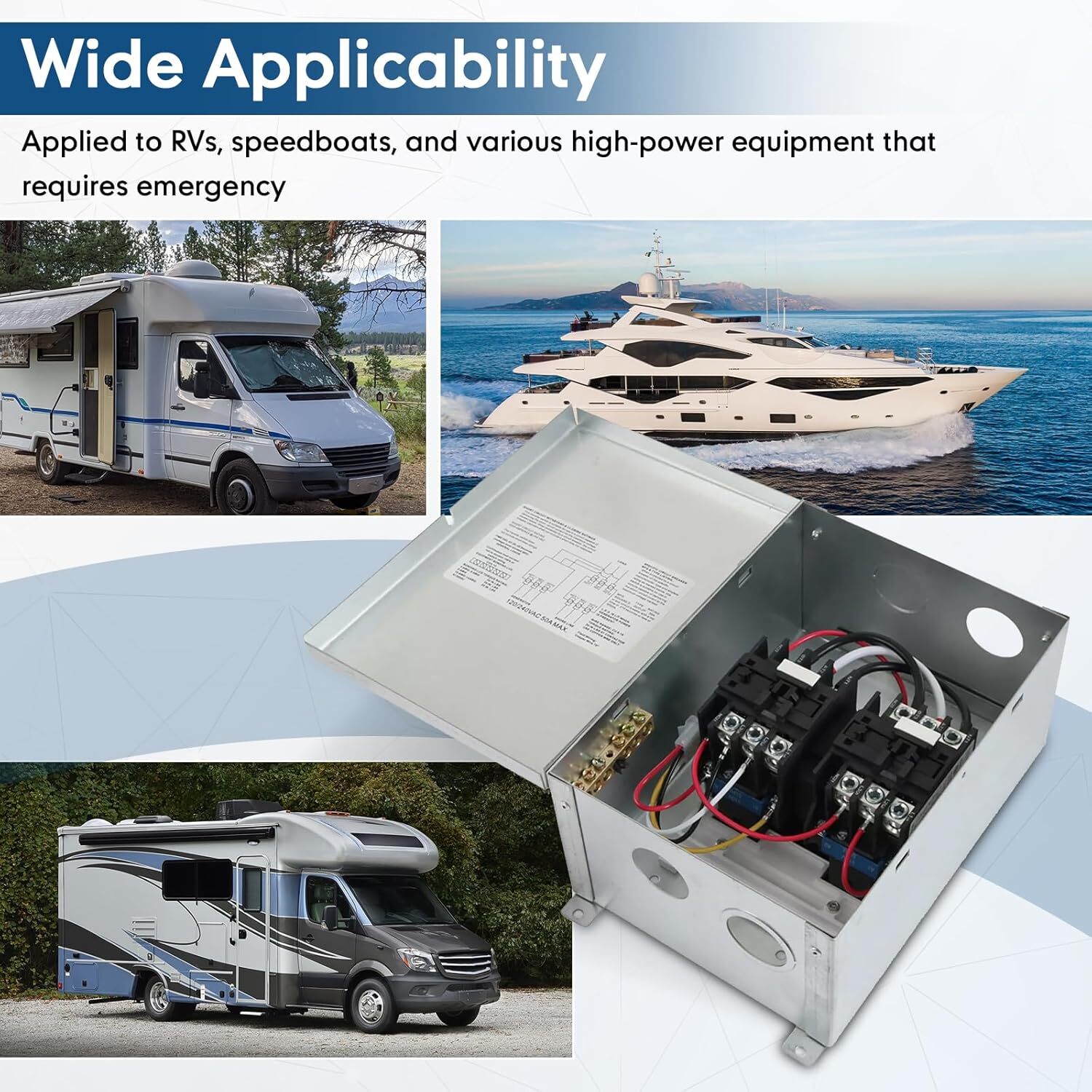 50 Amp Transfer Switch RV Automatic Transfer Switch for RV Speedboats Home Stand