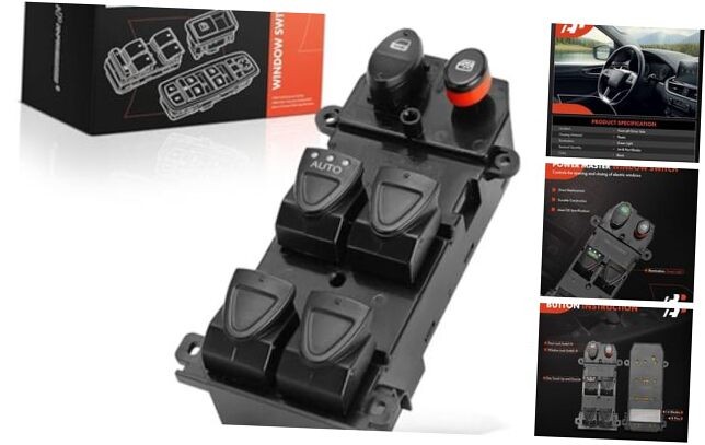Front Left Master Power Window Switch - Compatible with 2006-2011 Honda Civic