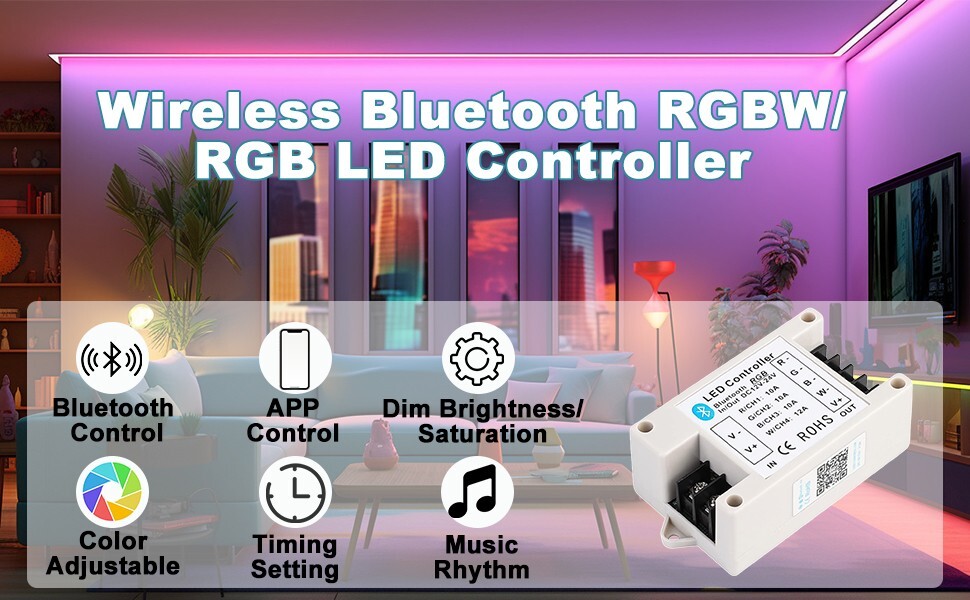 RGB/RGBW Bluetooth Controller APP Control for 5050 3528 RGB LED Strip Lights