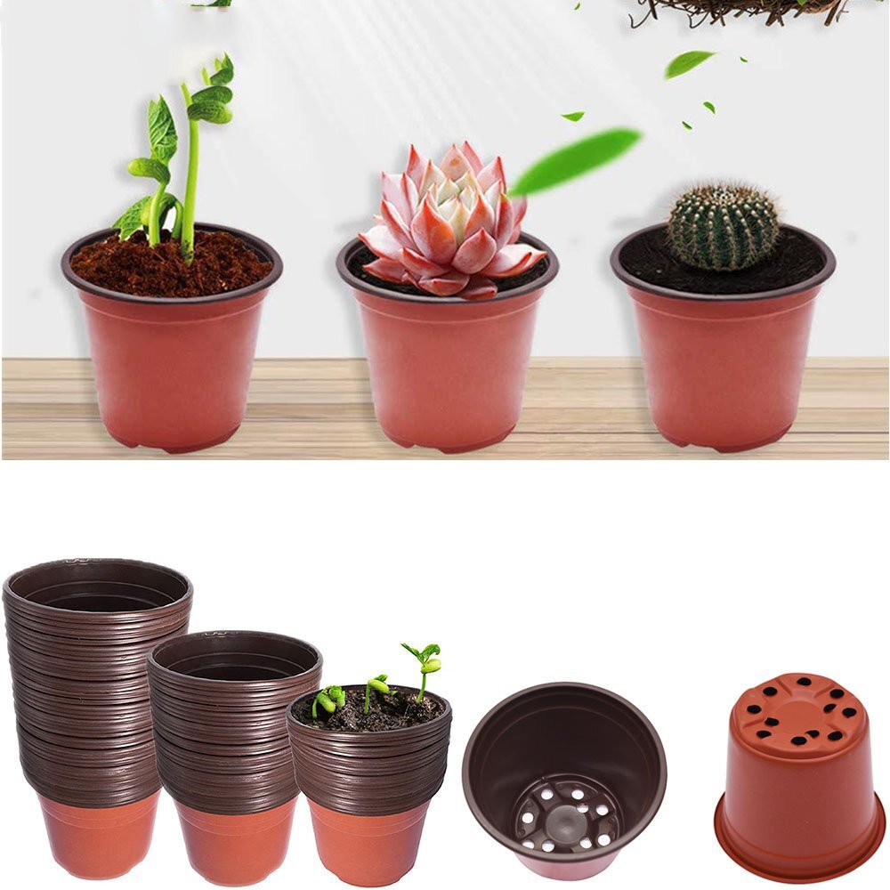Plastic Plant Flower Pots Nursery Seedlings Pot Plant Container 100Pcs