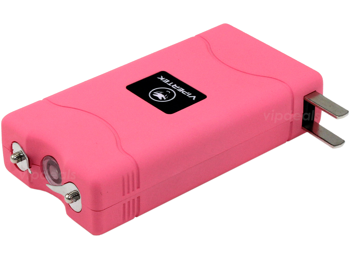 VIPERTEK Stun Gun Mini PINK VTS-880 335 BV Rechargeable LED Flashlight