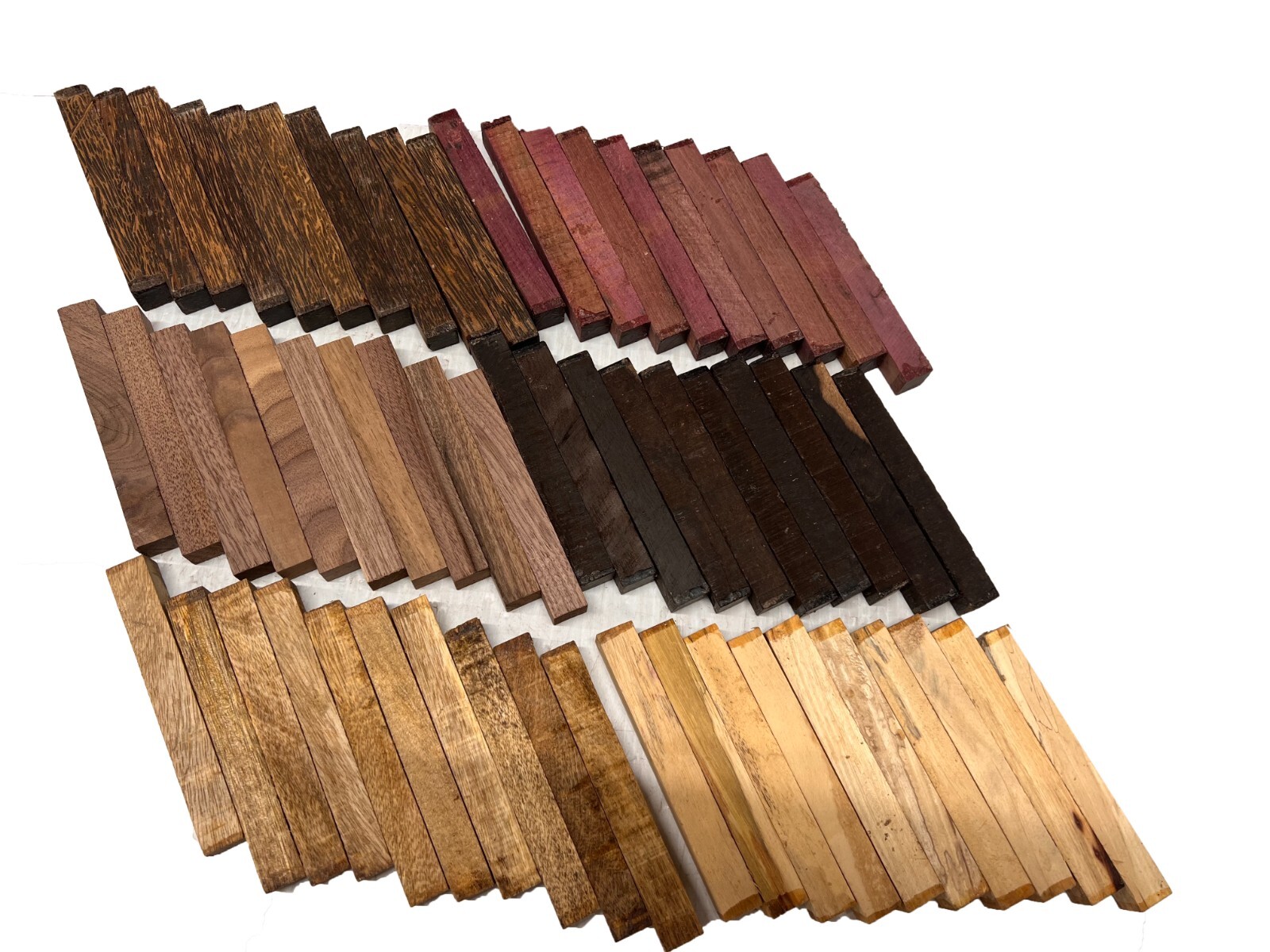 6 SPECIES, EXOTIC WOOD ZONE PACK OF 60 PEN BLANKS WOOD TURNING 3/4" X 3/4" X 6"