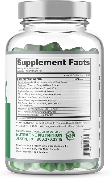 NUTRAONE NUTRITION DETOX ONE Weight Management Bloating Digestion 60 Capsules