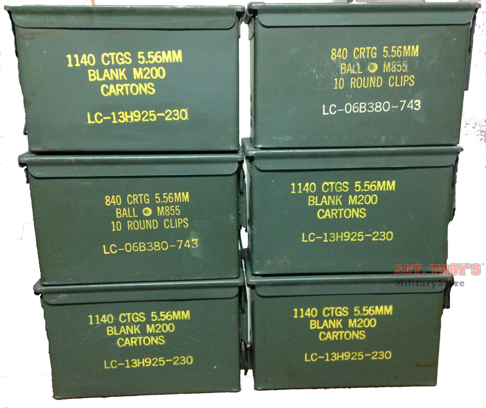 6 PACK Original .50 CALIBER 5.56mm AMMO CAN M2A1 50CAL METAL AMMO CAN BOX VGC