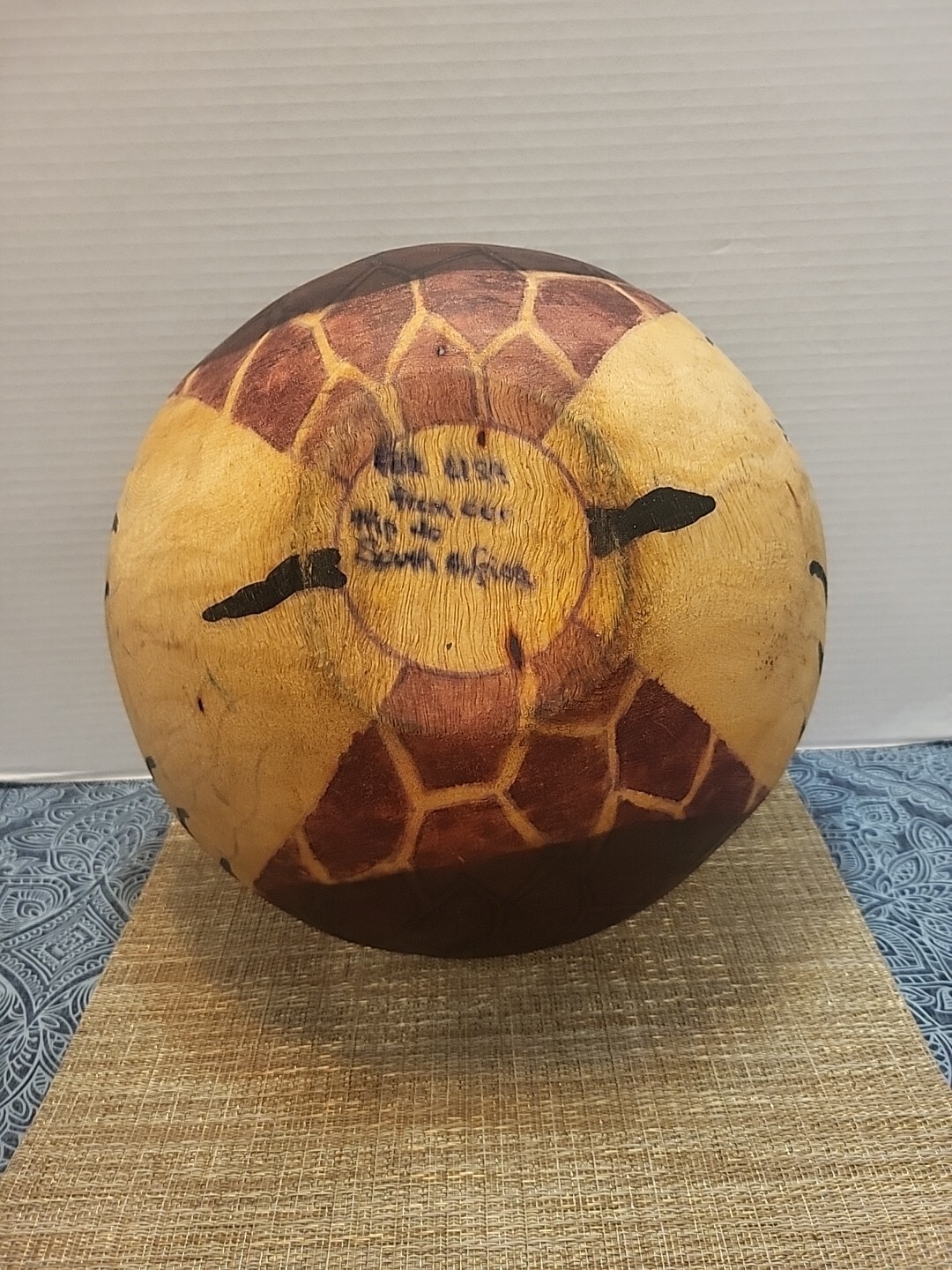 Hand Carved & Hand Painted Animal Print South Africa 11.25" Wooden Bowl