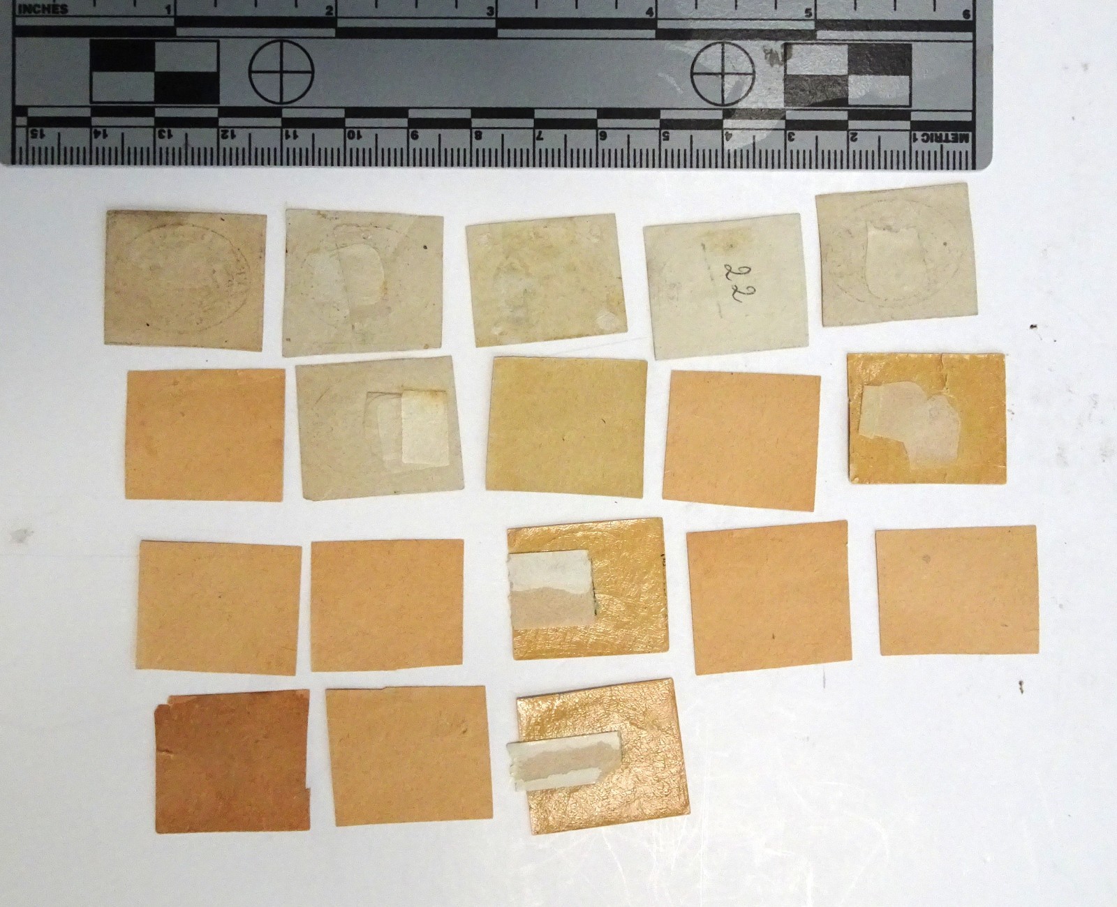 18 Roman States stamps imperforated three cent, unused