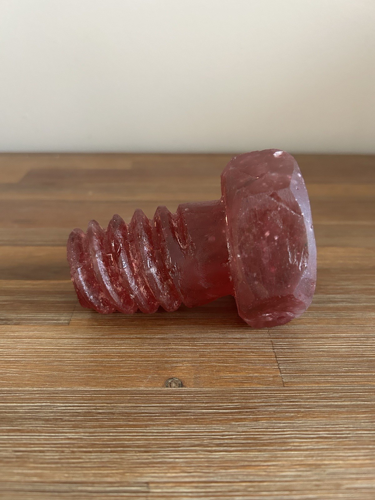 Rare Vintage 1996 Rick Beck Studio Art Glass Solid Glass Screw Sculpture Red