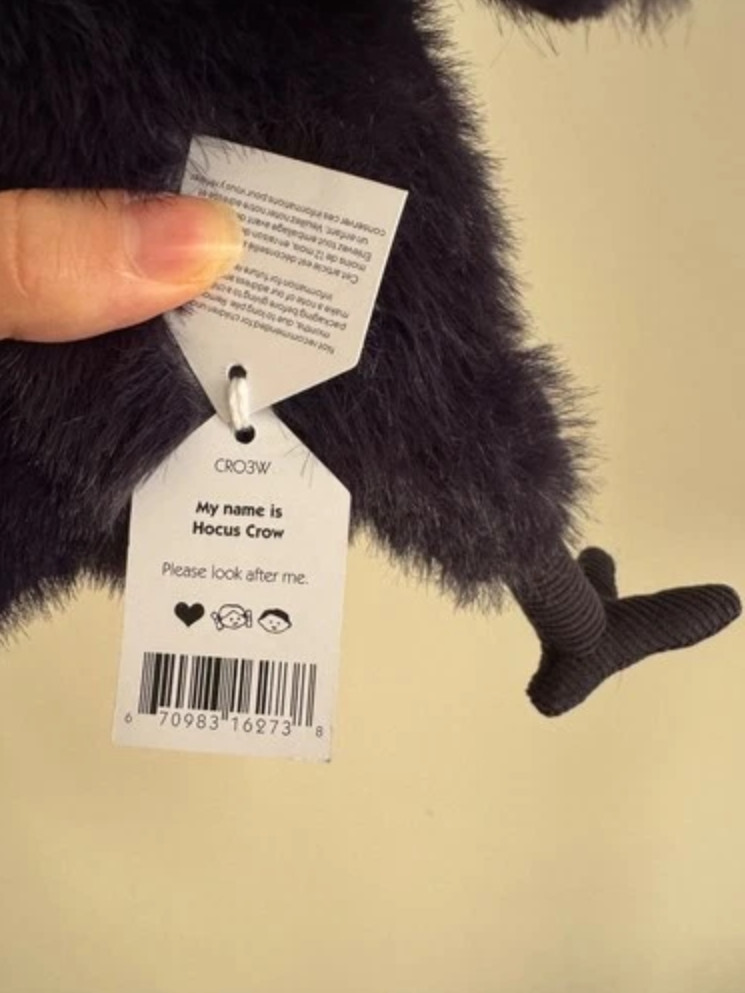 New Jellycat London Hocus Crow Bird Plush Stuffed Animal Halloween