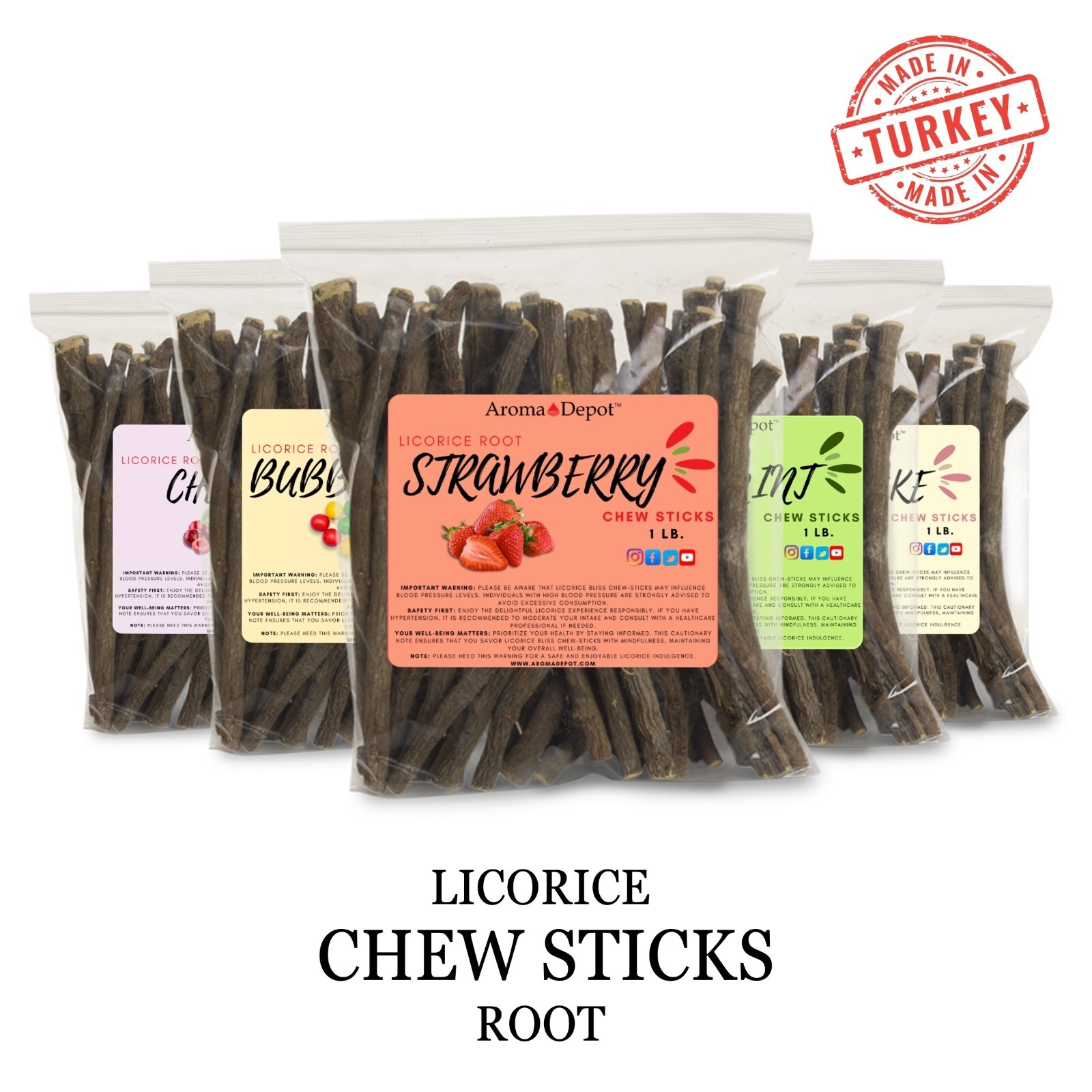 Licorice Root Chew Sticks Bulk 100% Pure Natural Flavored Glycyrrhiza Glabra