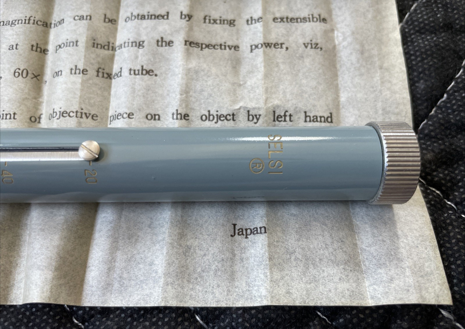 Vintage Selsi #292 20x - 60x Pocket Microscope Scientific Instrument W/Box Japan