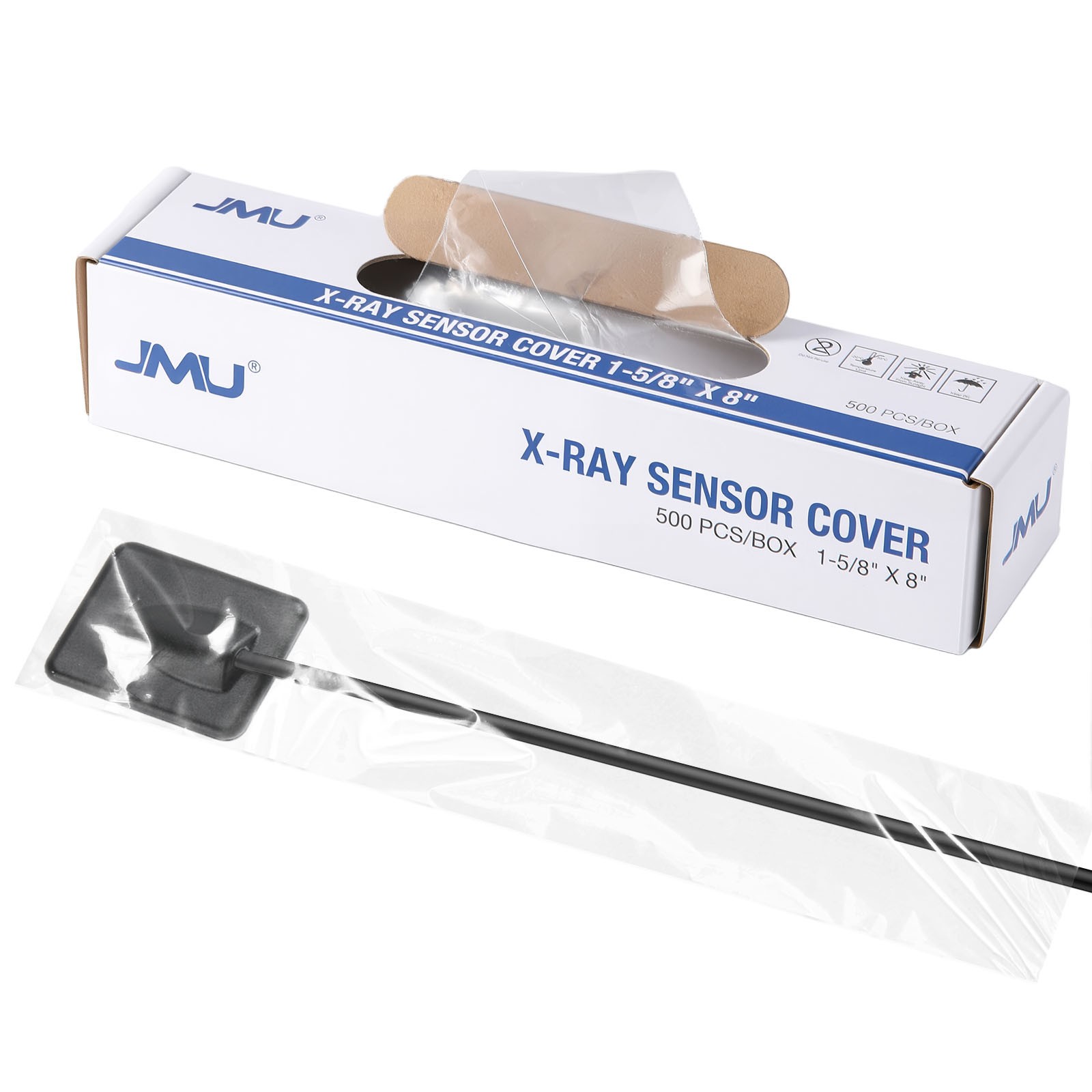 JMU Dental X-ray Sensor Cover Barrier Sleeves 1-5/8''x8'' 1-3/8''x8'' 500pcs