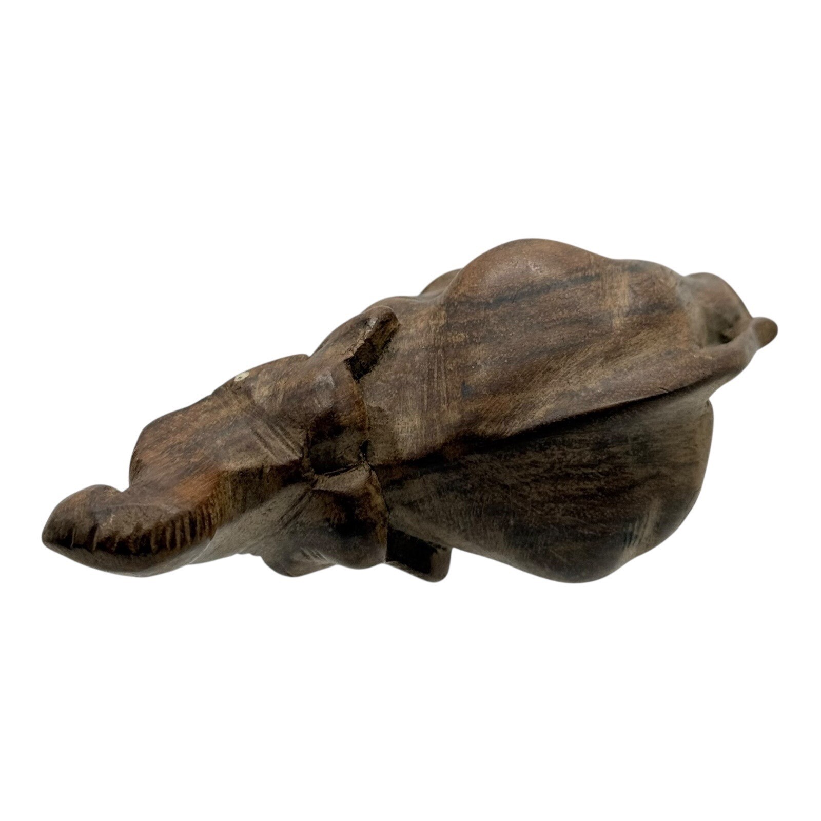 Wood Elephant Statue Figurine Trunk Up Good Luck Decor Animal Vintage Carving