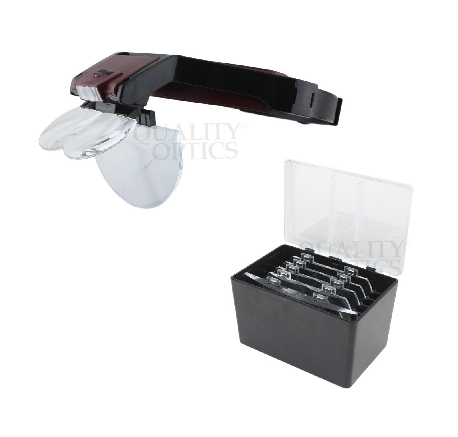 Quality Optics® Illuminated Headband Magnifier Jewelers Head Visor Magnifying
